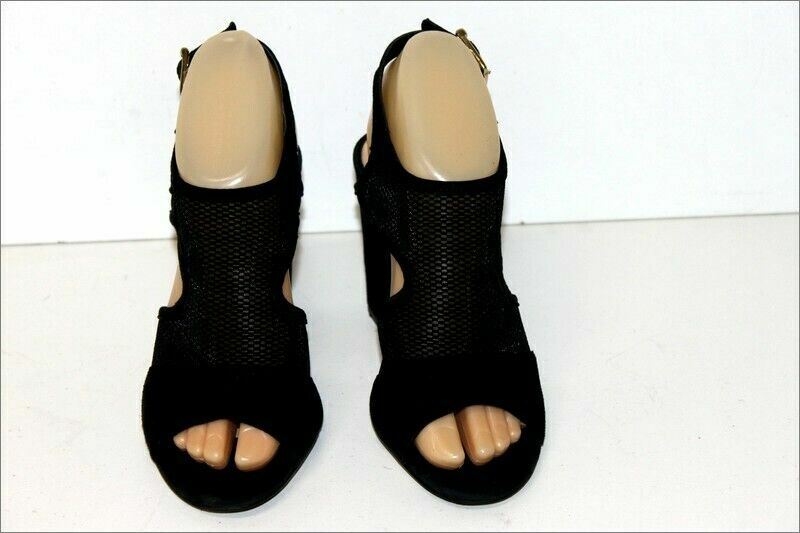 MINELLI open pumps velvet and openwork textile black size 37 VGC