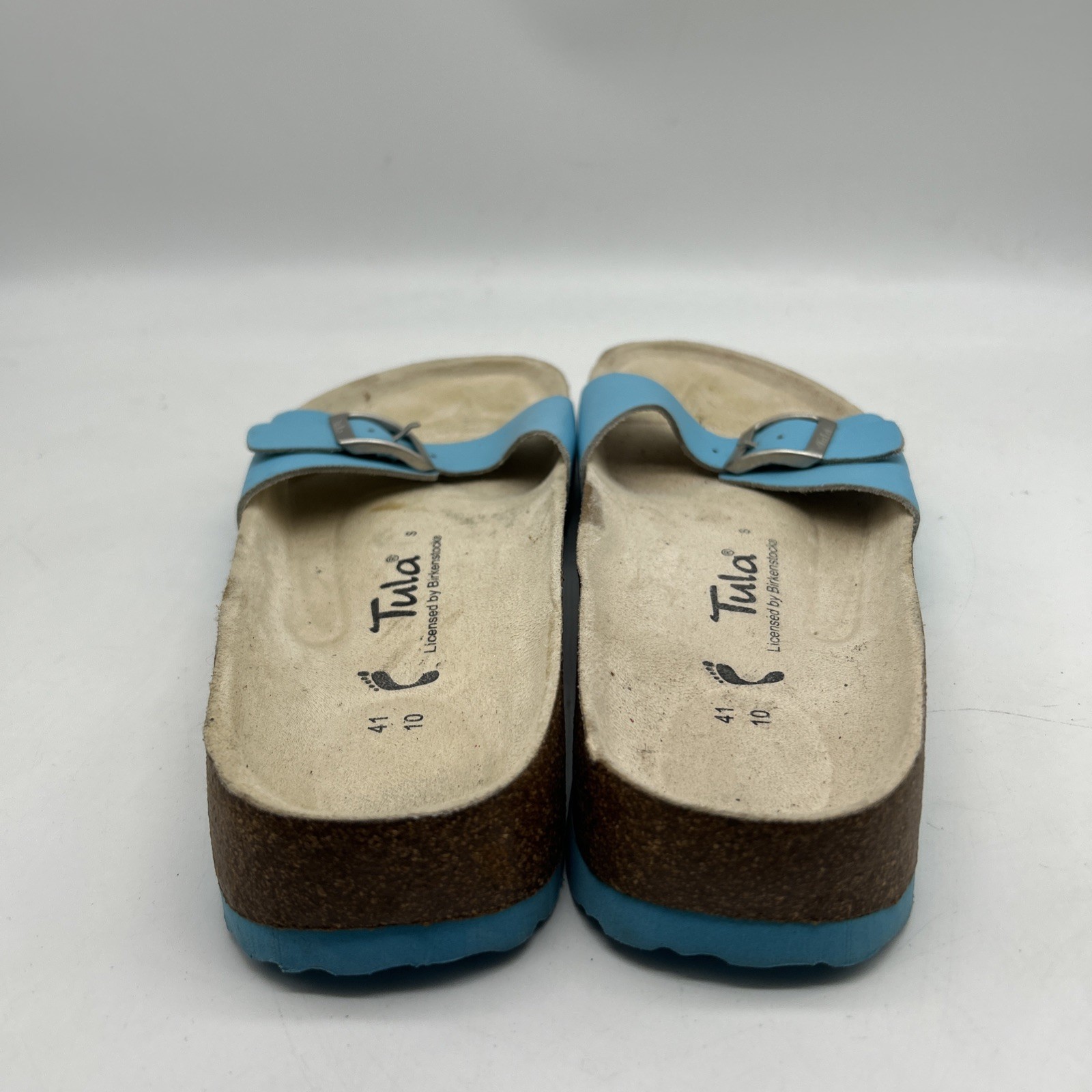 Tula by Birkenstock Slide Sandals 41 / US 10 Blue Buckle Cork Footbed Comfort