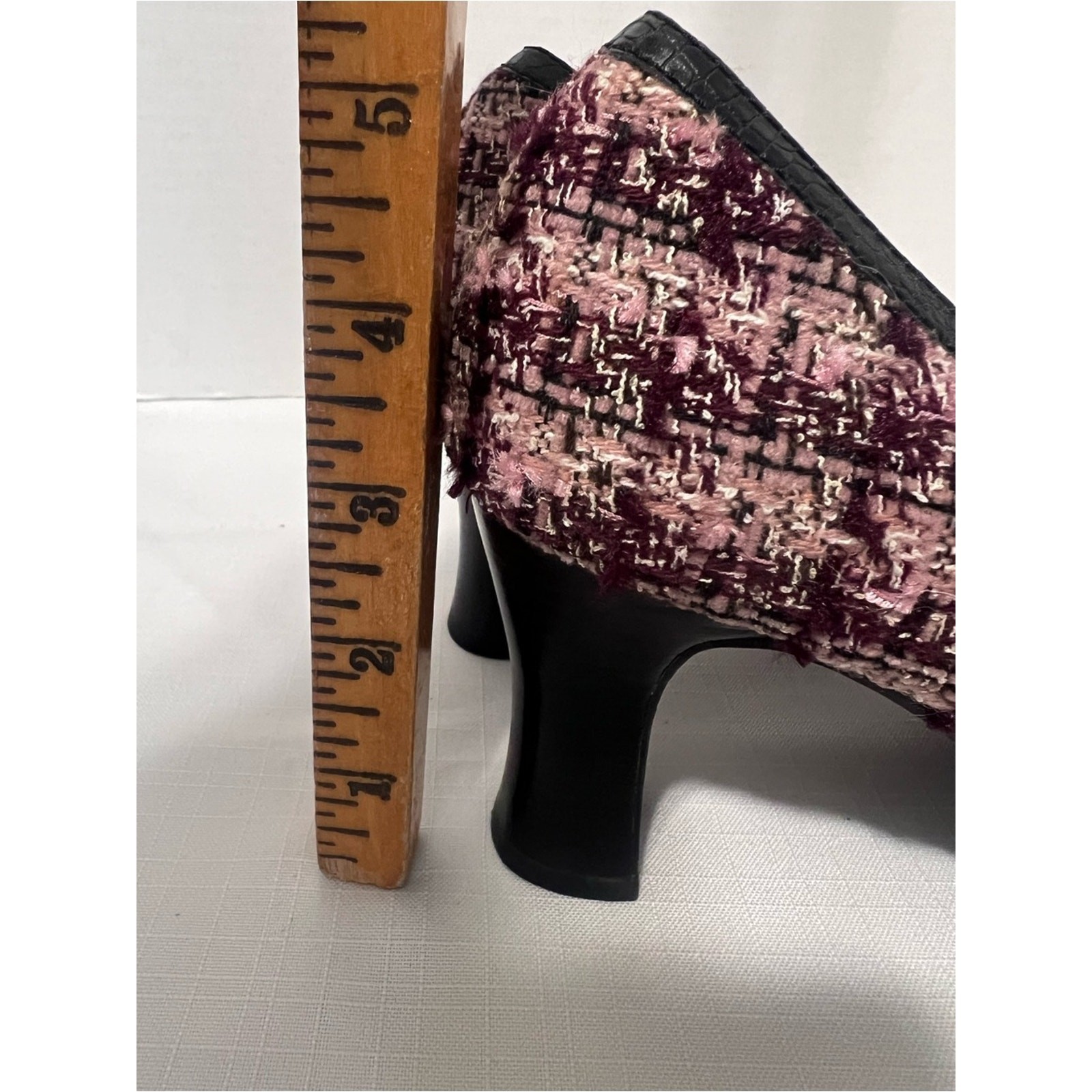 Vintage Mudd Y2K Rockabilly Goth Pink Tweed Mid Heel Pumps Retro Heels Size 9