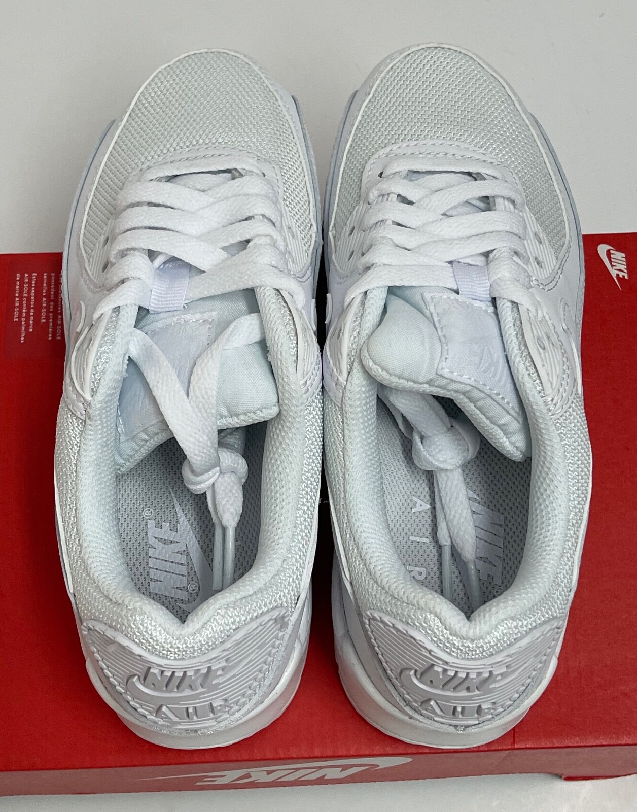 Nike Air Max 90 CQ2560 100 Triple White Women’s Sneakers WOMEN SIZE 5 MEN 3.5