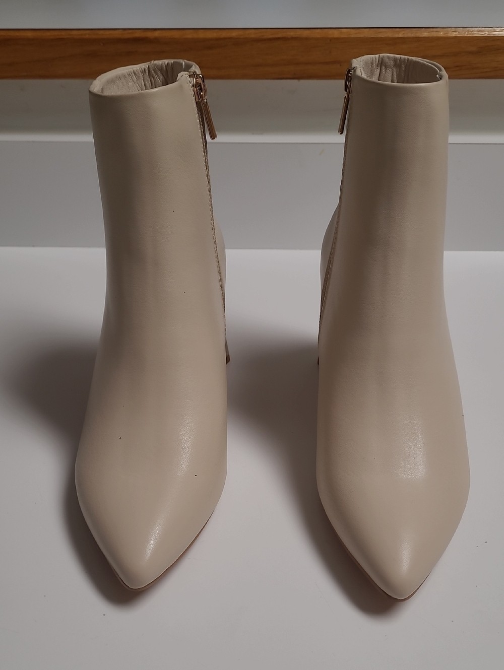 Comfort Beige Women’s Pointed-Toe Ankle Boots – Size 8.5
