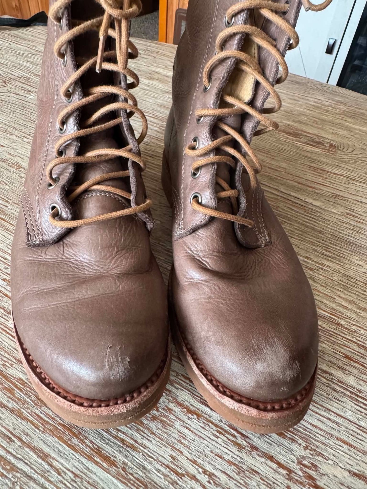 Frye Boots Brown Leather Veronica Flex Combat Grunge Punk Bootie Sz 8.5 B
