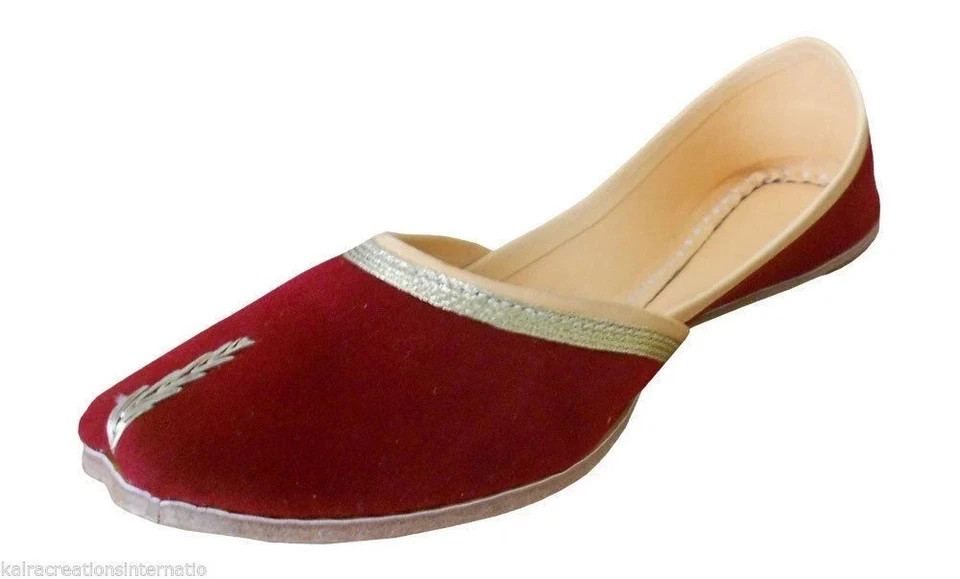 Women Wedding Shoes Leather Handmade Indian Mojaries Ballet Flat Jutties US 6-9