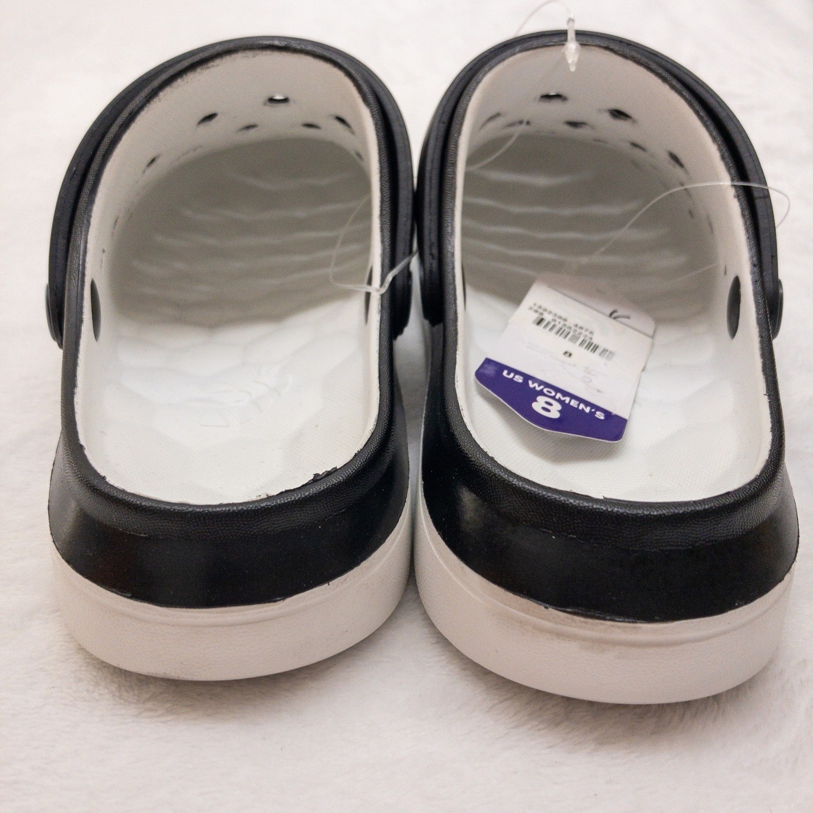 Joybees Varsity Clogs Womens Size 8 Black White Two Tone EVA Slip On New