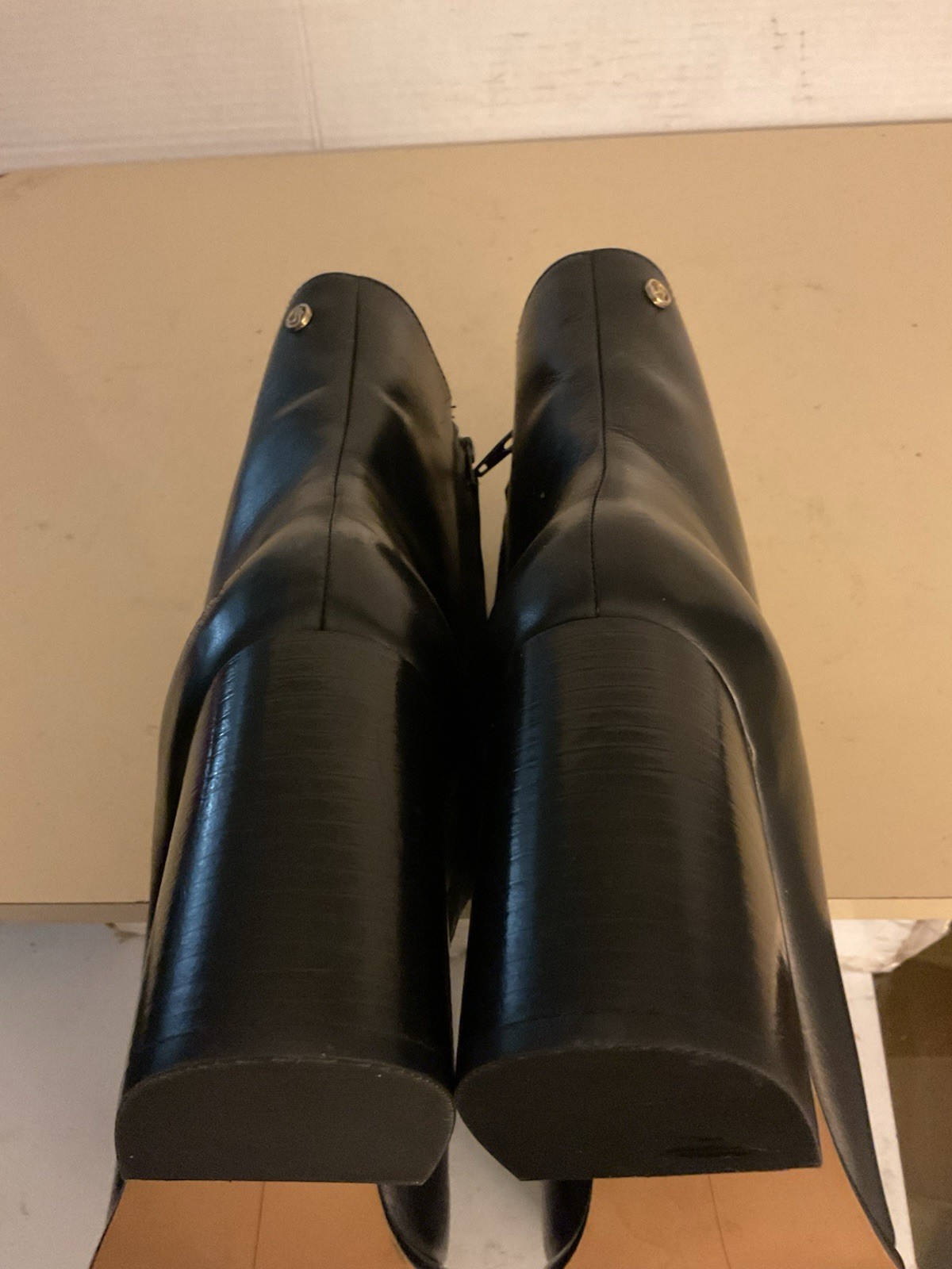 Jatarea Women Black Leather Chelsea Heel Boots US 11 Euro 42 UK 9