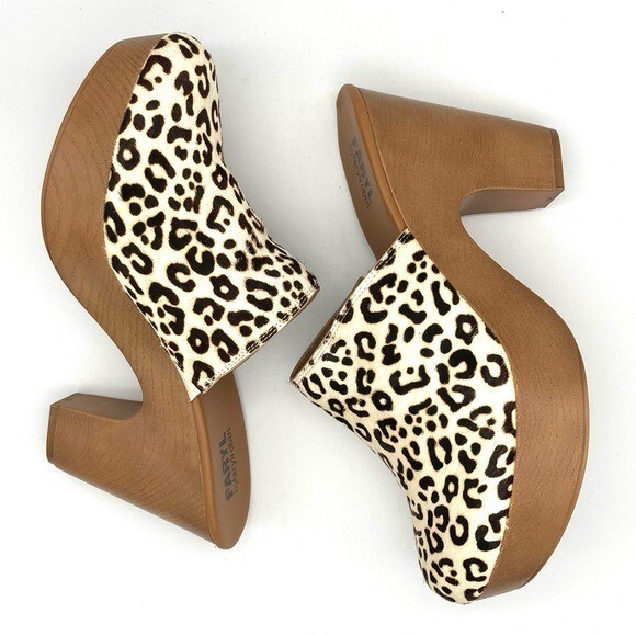 FARYL by Farylrobin Lanette Platform Mules Women’s Size 11 Leopard Calf Hair