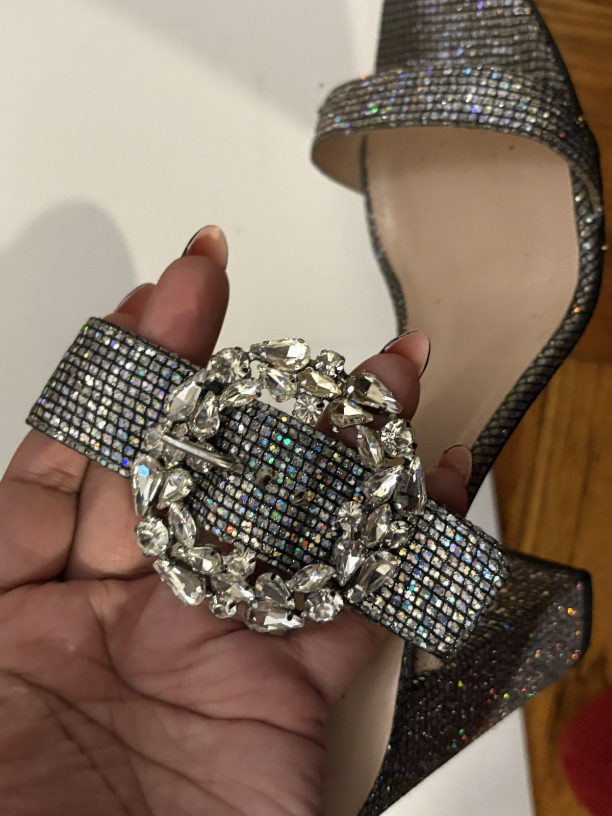 SJP Sarah Jessica Parker Celine Embellished Sparkle Buckle Pumps 10