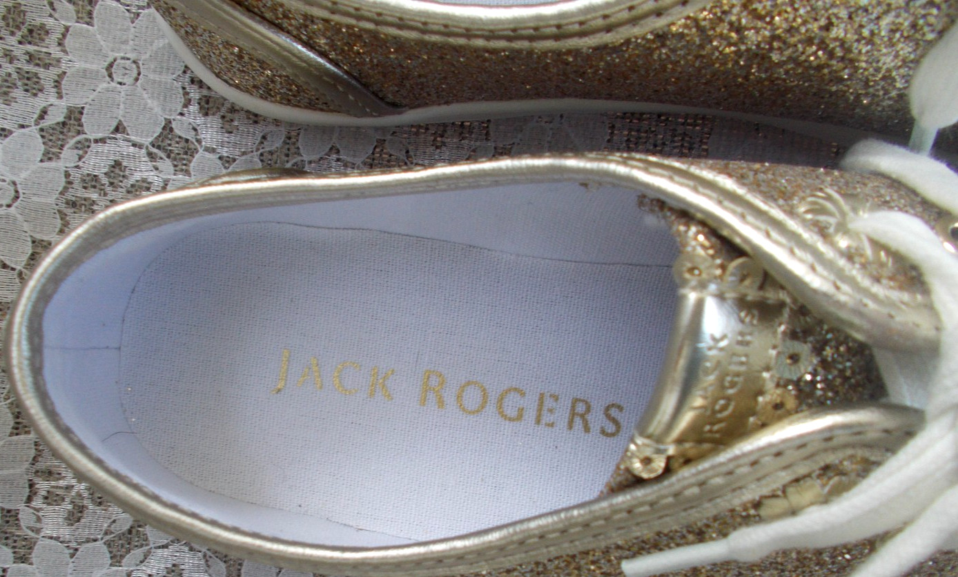 JACK ROGERS SNEAKERS «LIA» Gold Glitter Canvas, Women’s 9.5 NEW