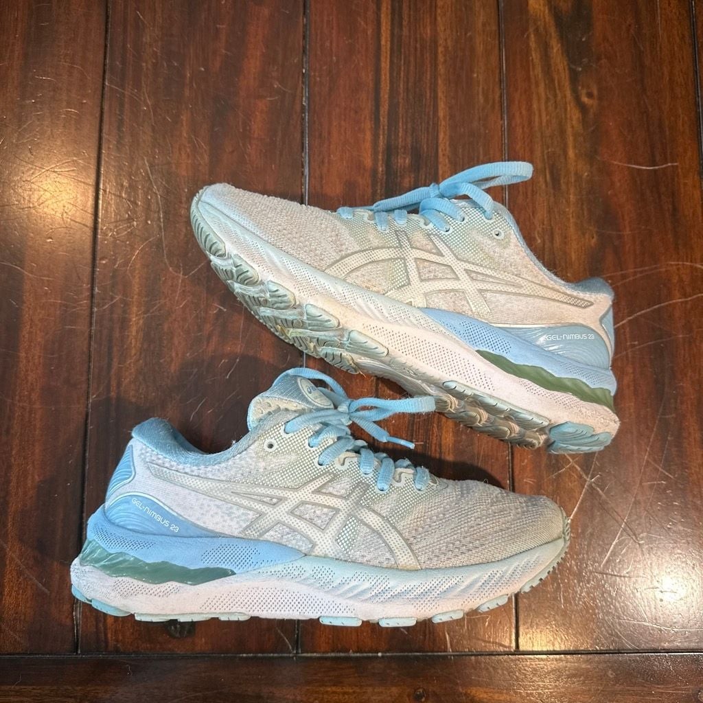 ASICS Women’s Gel-Nimbus 23 Running Shoes in Smoke Blue/Pure Silver