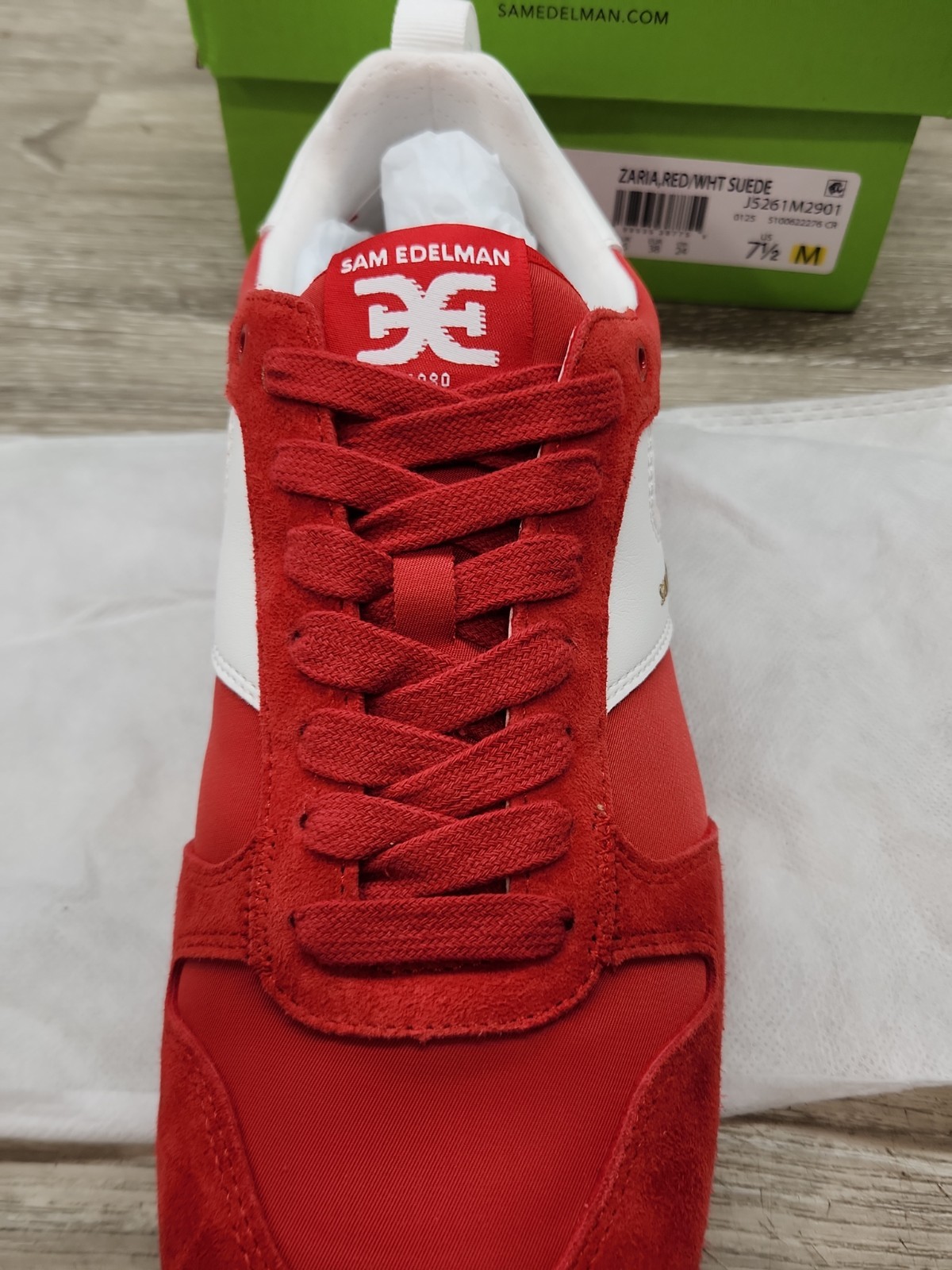 Sam Edelman Zaria Womens Fashion Sneakers Red/White SUEDE (US 7.5 )