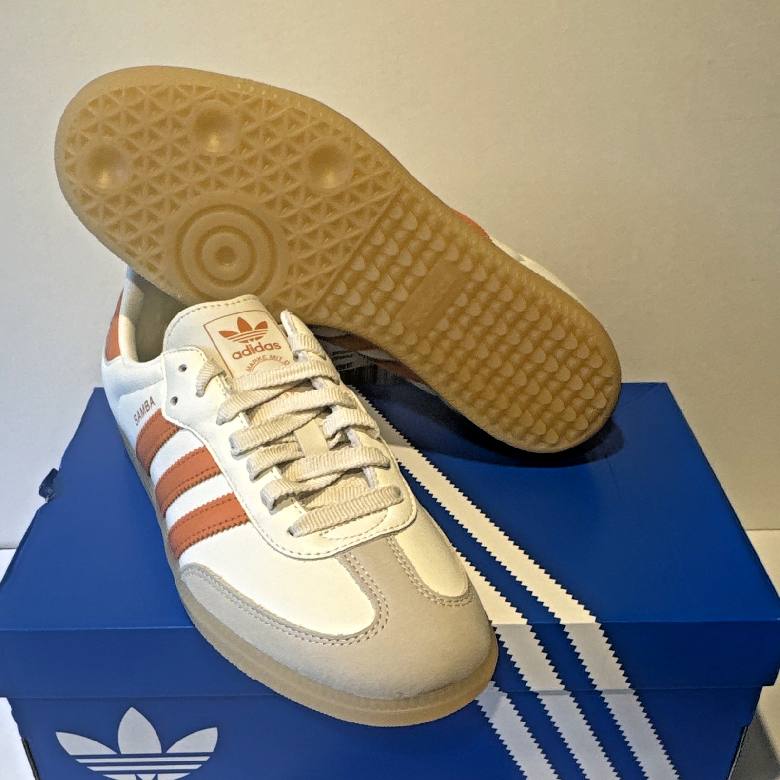 adidas Samba OG W White Orange Beige Leather Low Top Lace Up Sneaker IH9057 8w