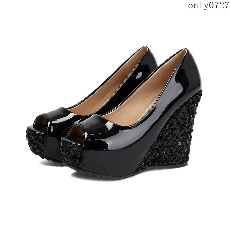 Women’s High Wedge Heel Platform Sequins Clubwear Sandals Shoes Wedding Fashion
