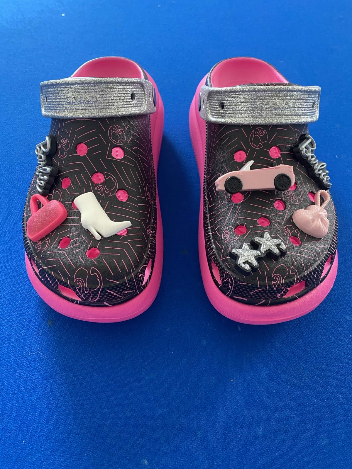 Crocs x Barbie Crush Clogs Black with Pink Women Size 8 New