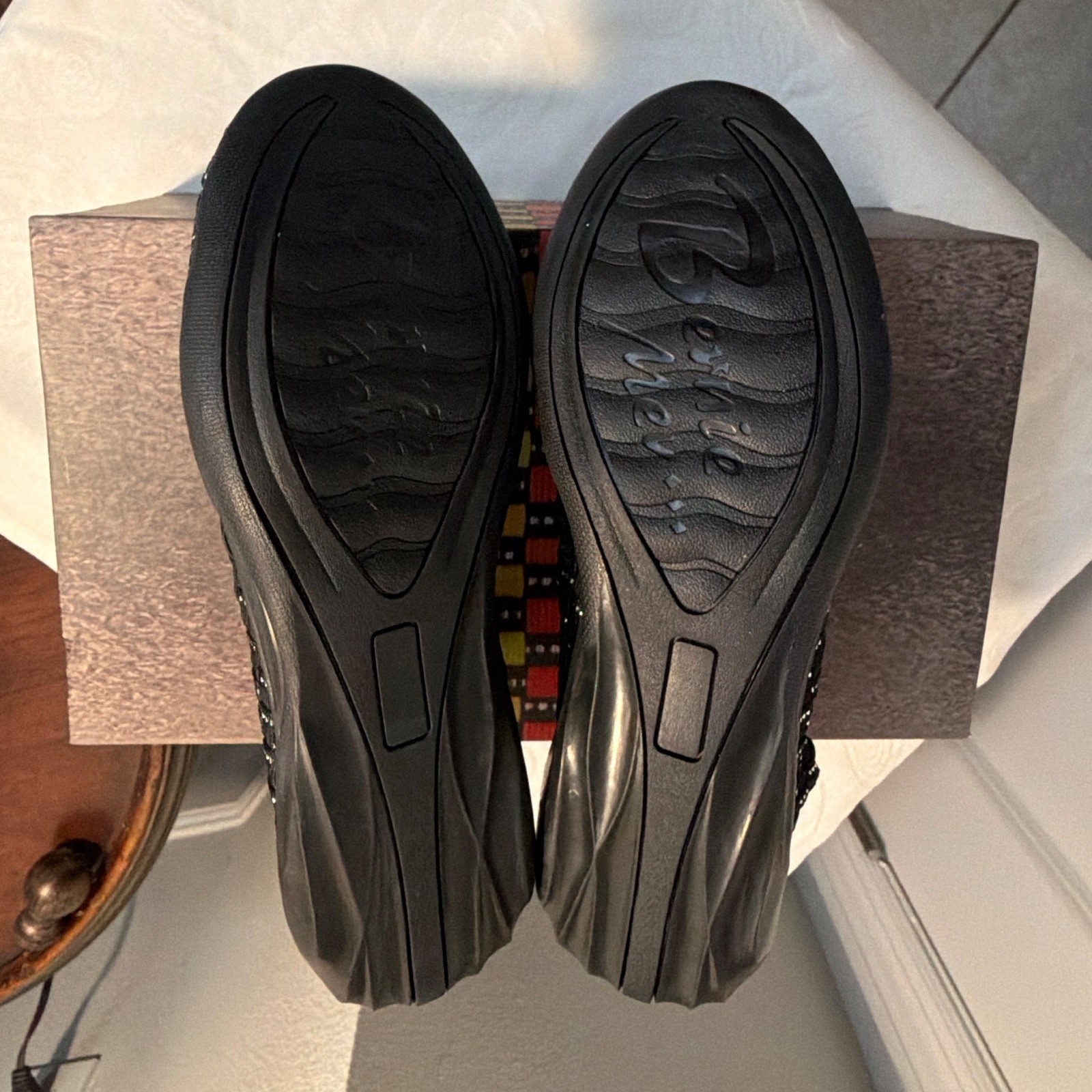 Bernie Mev Catwalk Women’s Black/Silver Woven Slip-On Comfort Flats EU 36 US 5