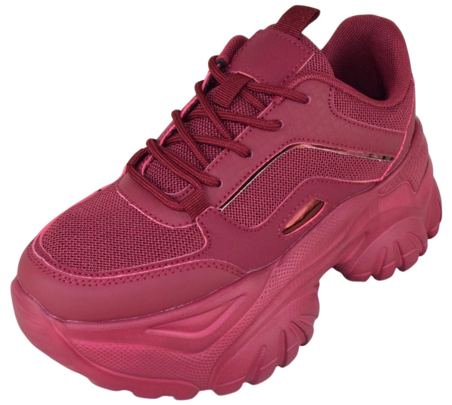 Berness Women Chunky Platform Sneaker Thick Sole Walking HANNA Burgundy Wine Red