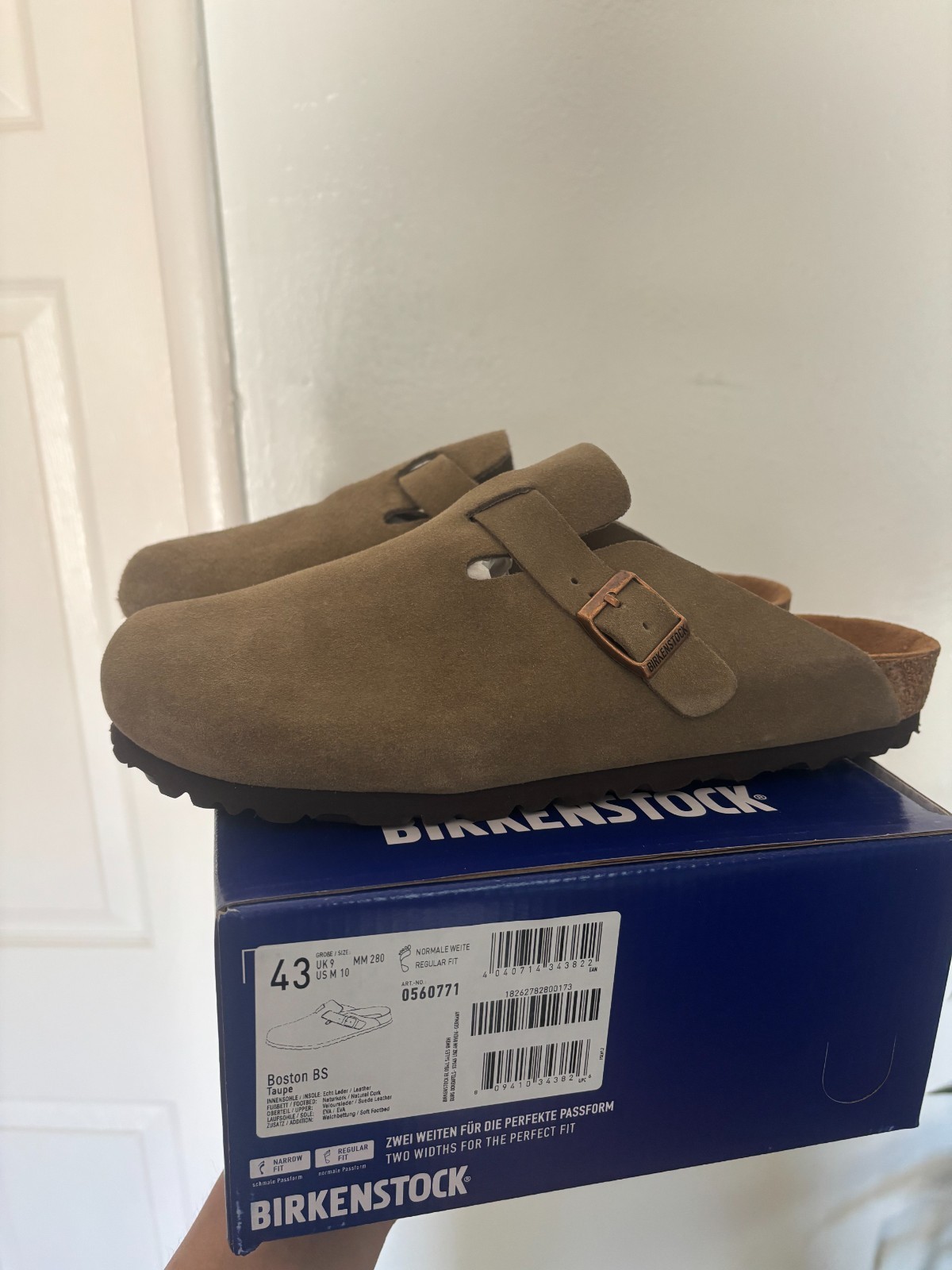 Birkenstock Boston Soft Footbed Taupe Suede Leather Unisex’s Clog Shoes
