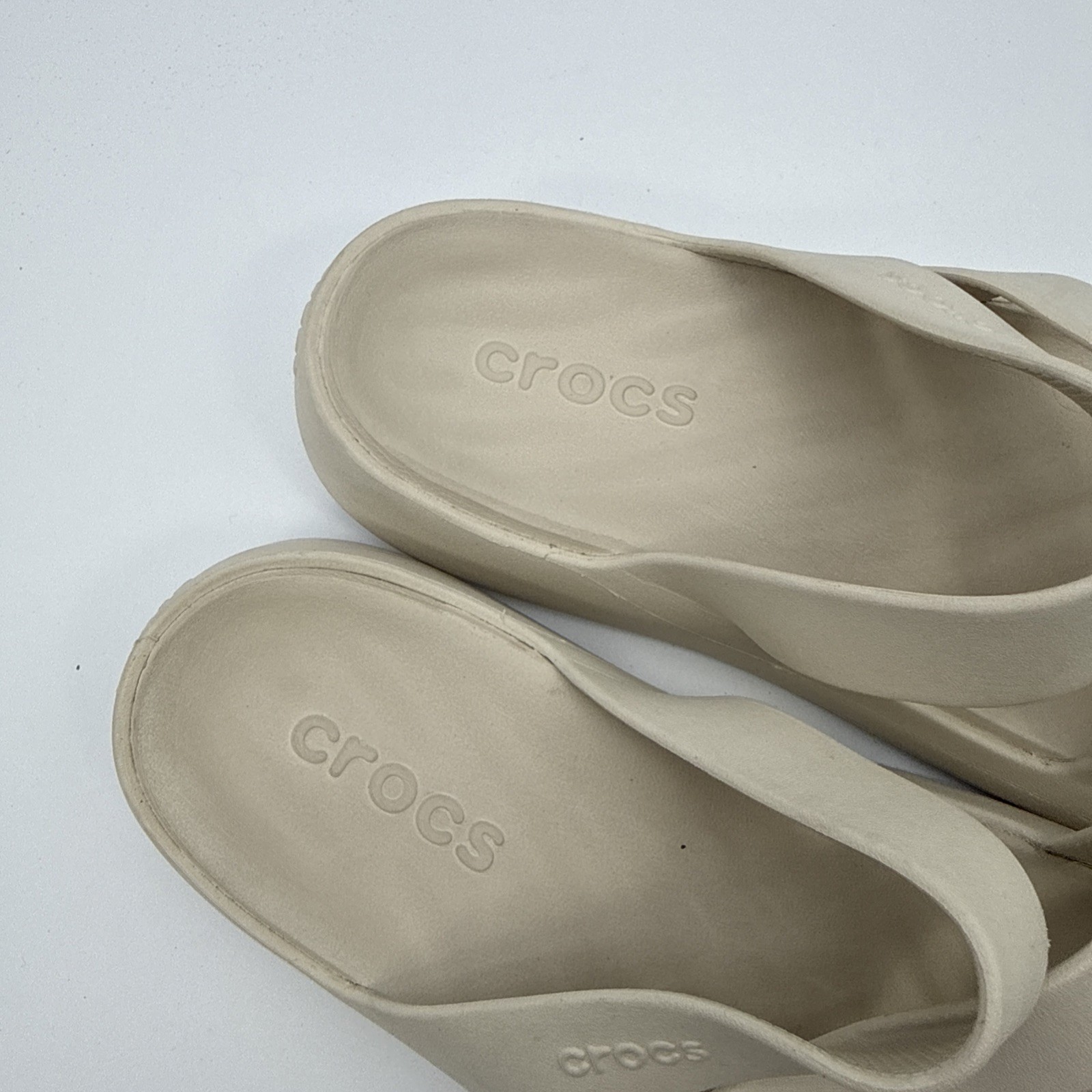 Crocs Getaway Platform Rubber Slip On Strappy Sandal Off White Women’s Size US 7