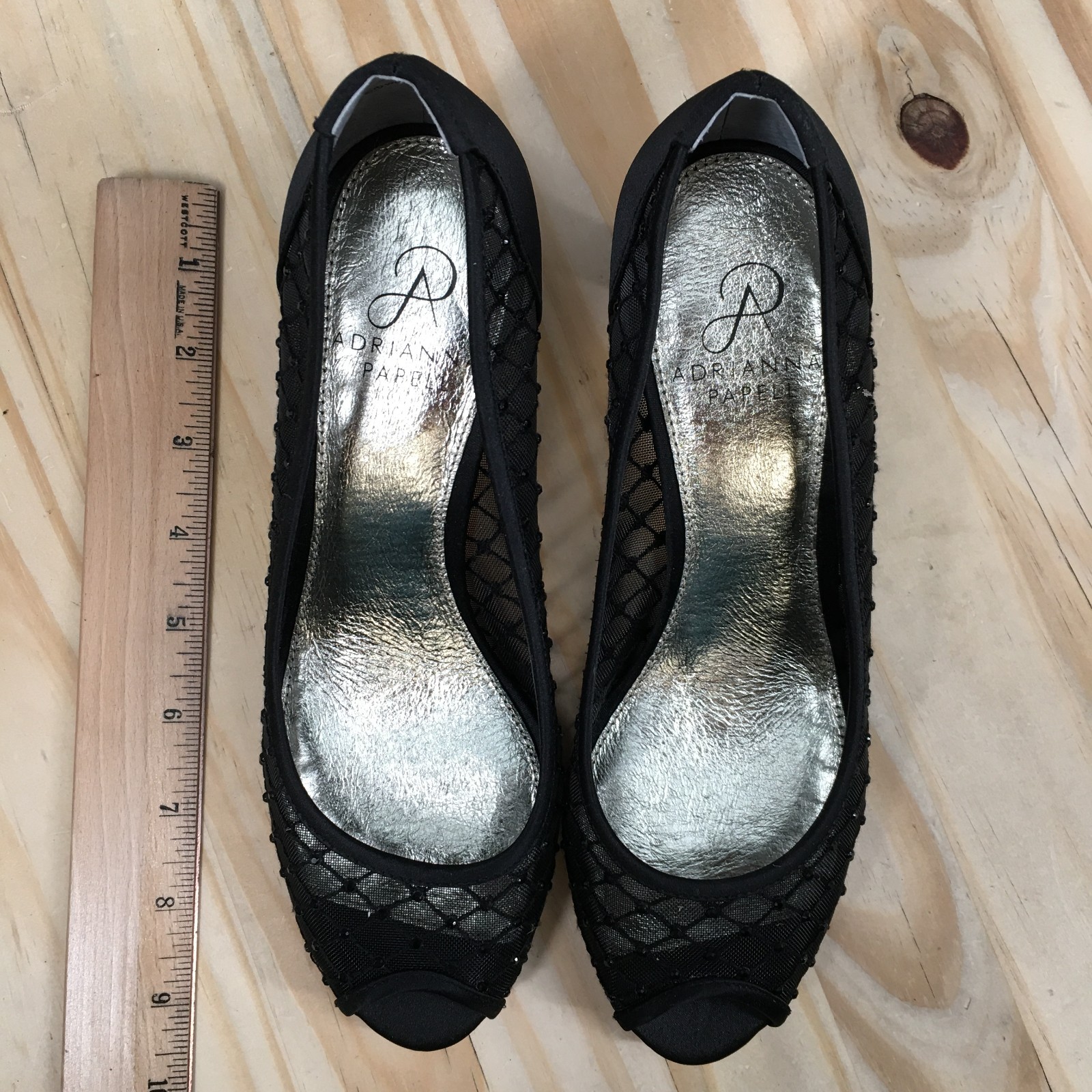 Adrianna Papell Heels Womens 7 M Jamie Slip On Peep Toe Kitten Pumps Black