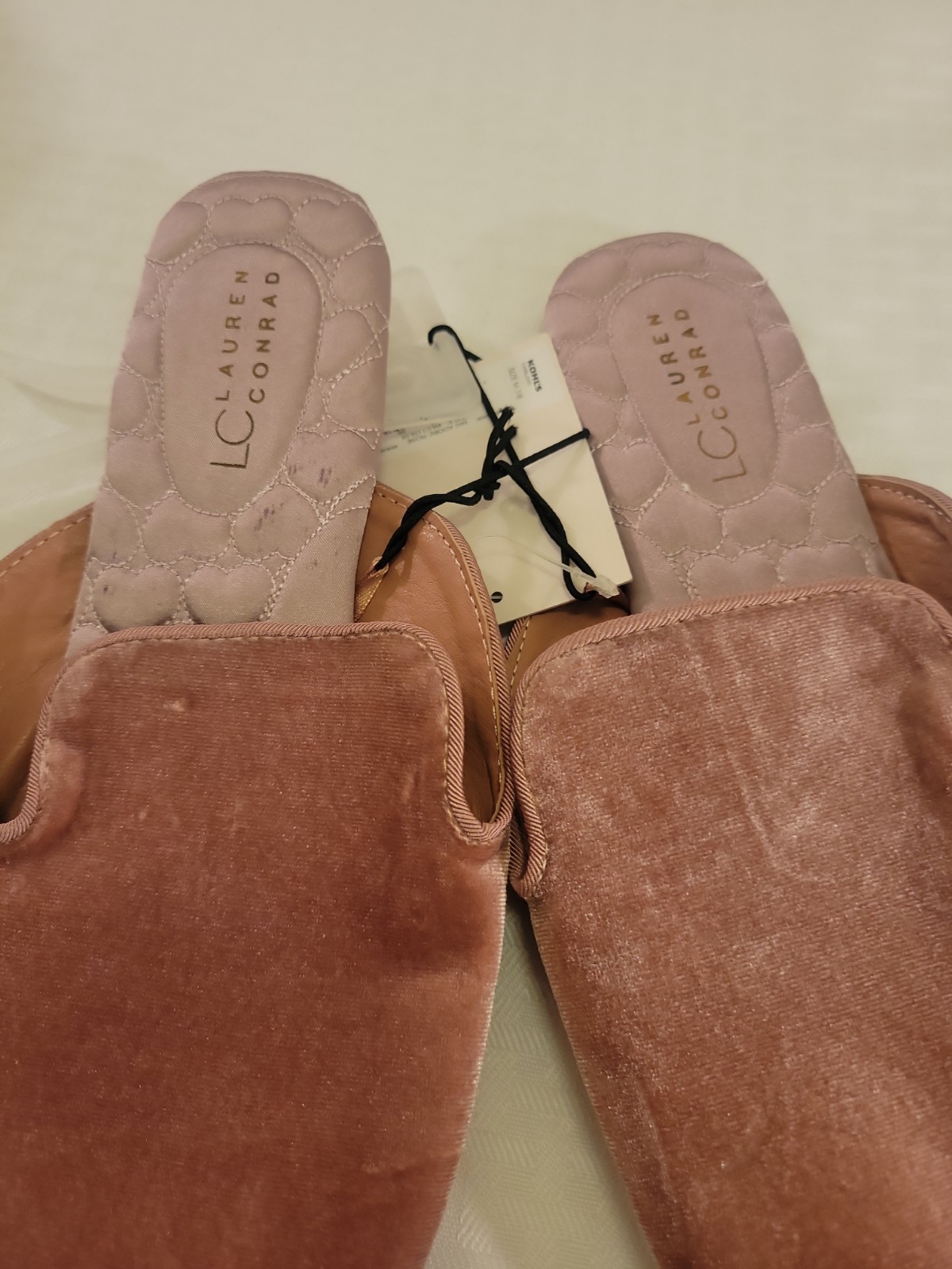 LC LAUREN CONRAD Slip On Slide SLIPPERS Women’s Velvet Pink Size M 7/8 Color New