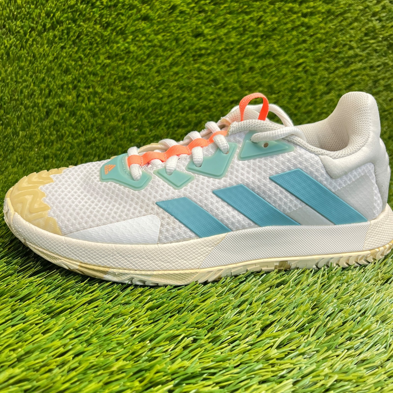 Adidas Solematch Control Womens Size 9 White Blue Athletic Tennis Shoes Sneakers