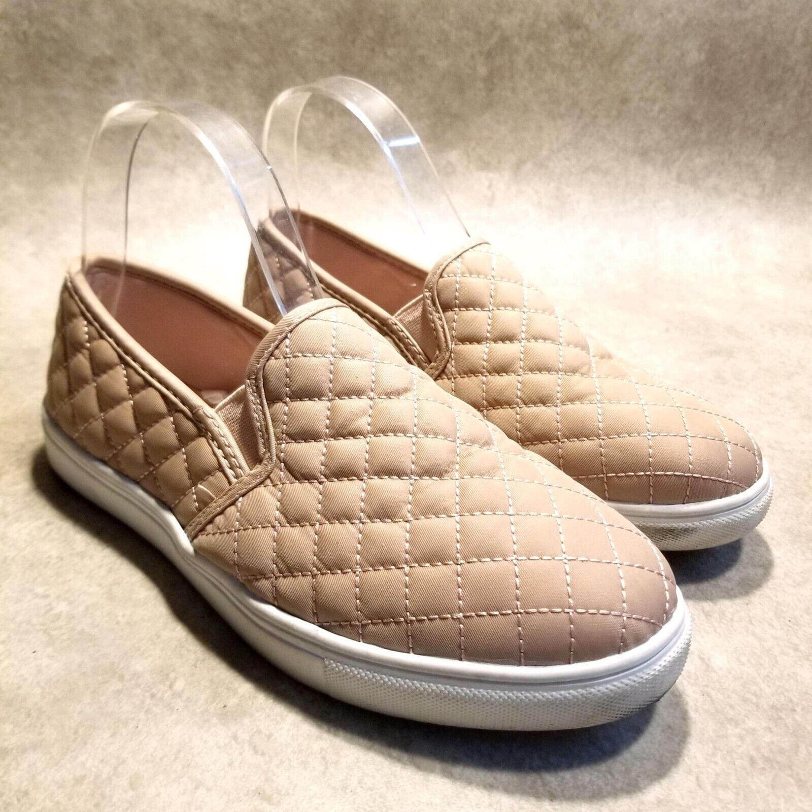 Stevies Womens Size 5 Tan Textile Quilted Slip On Sneaker Flats