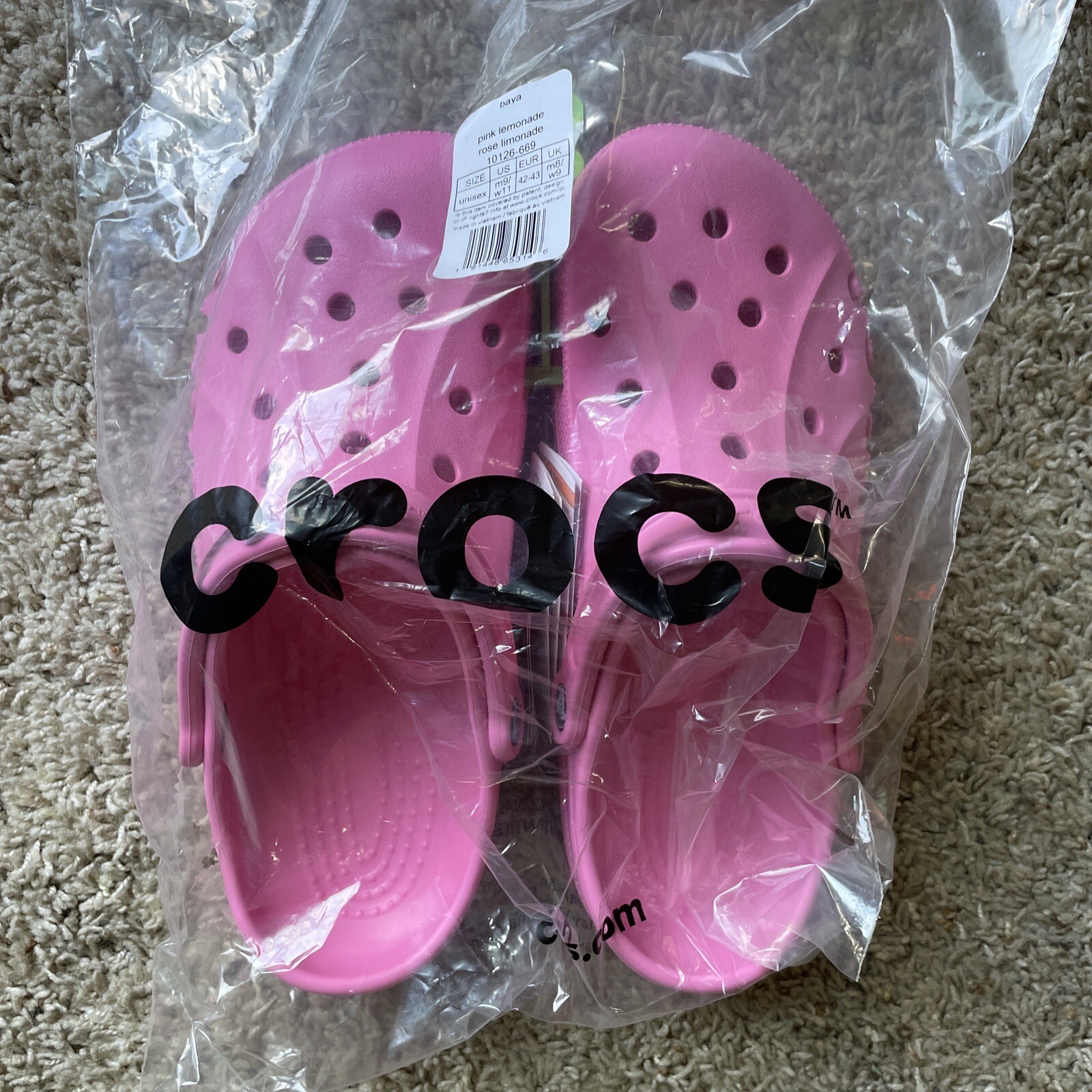 CROCS BAYA CLOGS [SIZE MENS 9/WOMENS 11] PINK LEMONADE SLIDES SHOES SANDALS NEW!