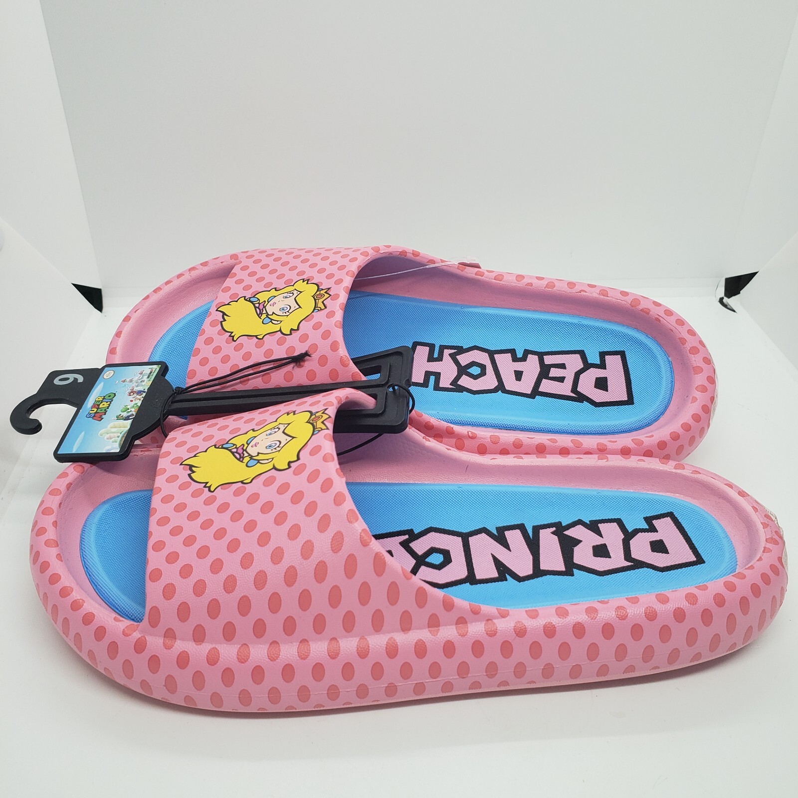 Princess Peach Puffy Slides Sandals Women’s Super Mario Bros Nintendo Pink
