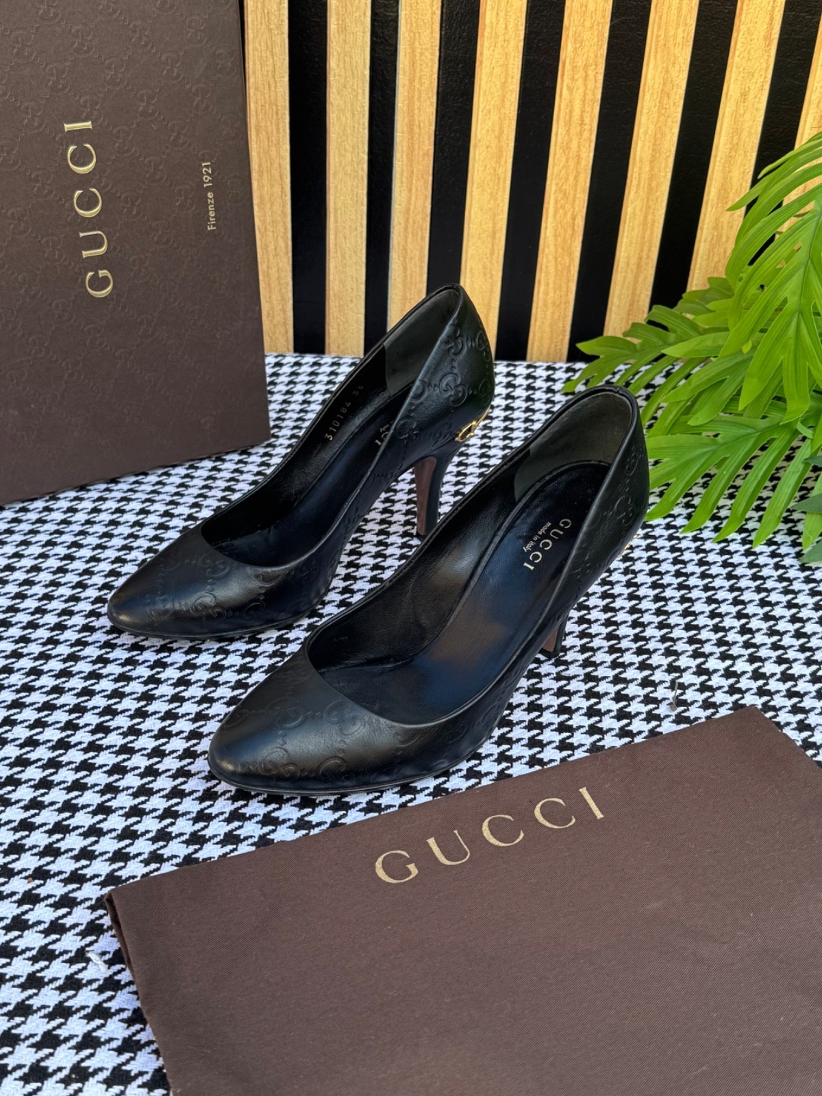 Gucci Women’s Shoes Leather Guccissima Heel 310184 Size US 6 / IT 36 / EU 36