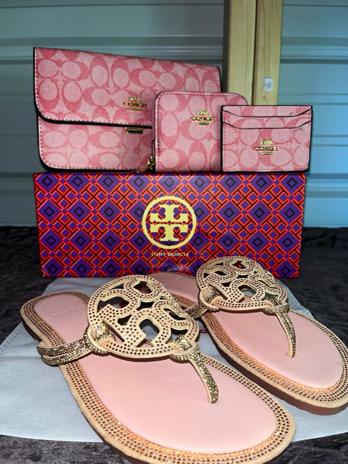 🩷 Pink Sandals + Pink Handbag Set