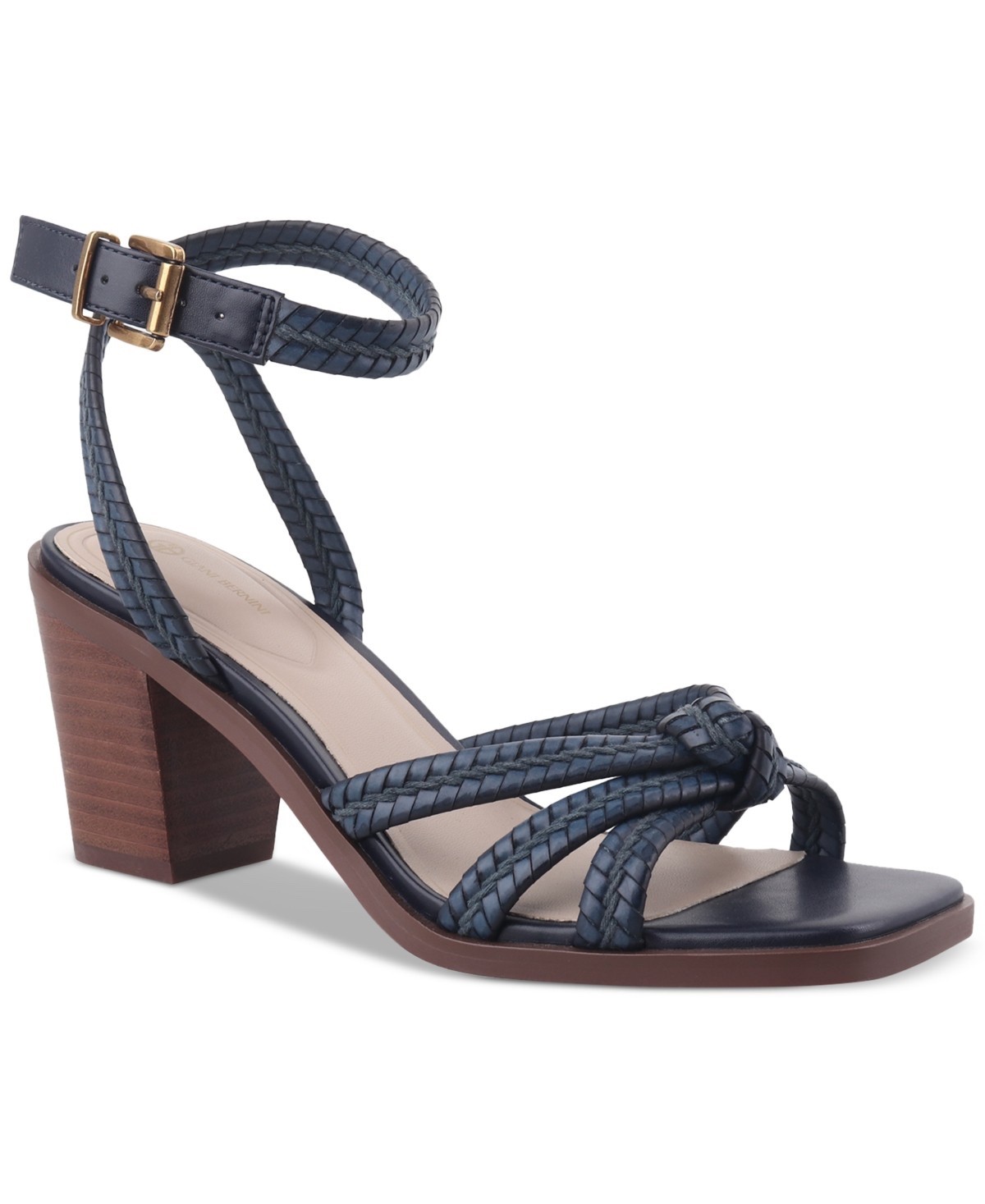 Giani Bernini Women’s Renaee Block Heel Woven Strappy Dress Sandals- Royal Navy