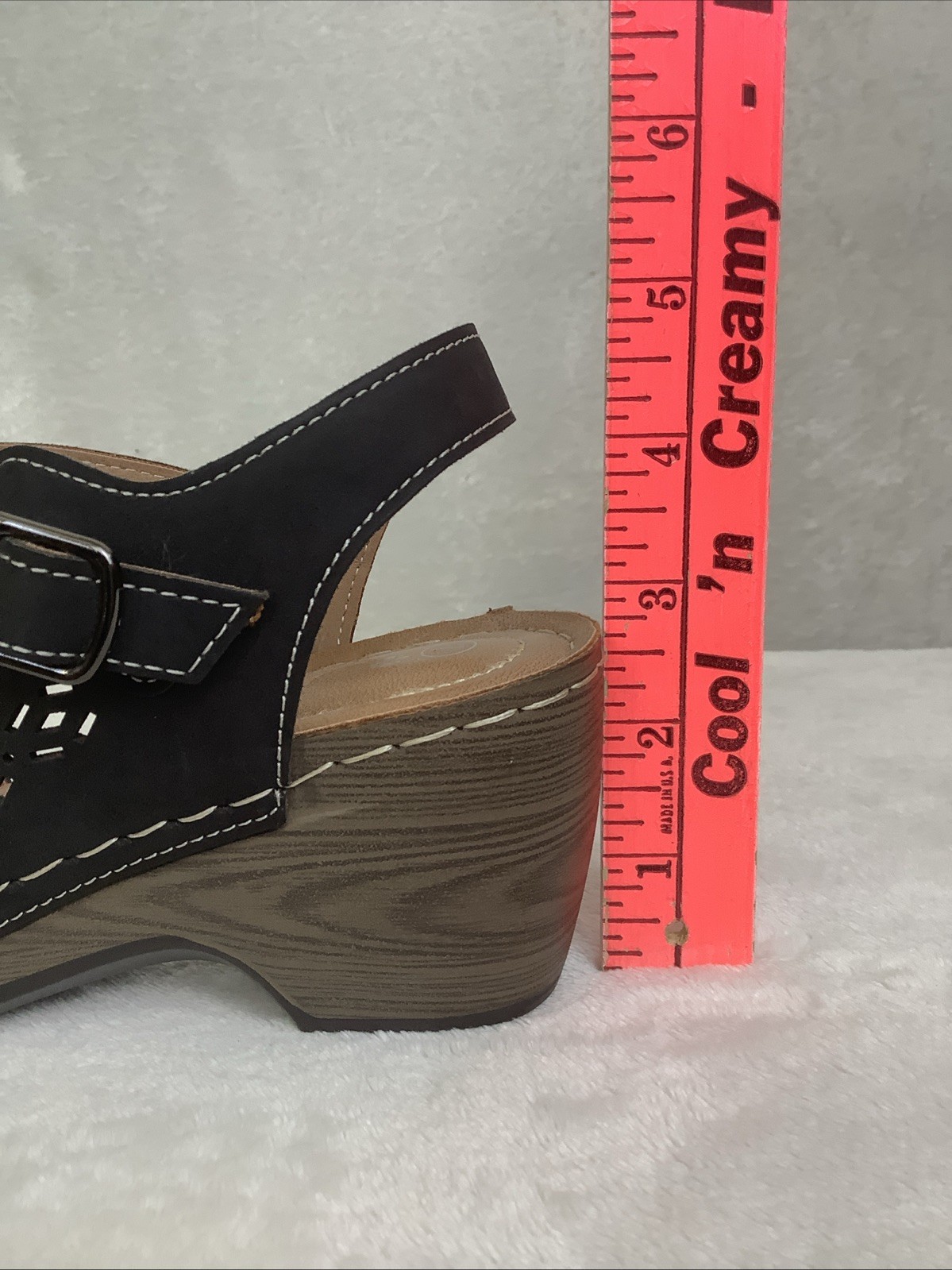 Patrizia By Spring Step Women’s Low Chunky Heel Strap Sandals Black Sz 7