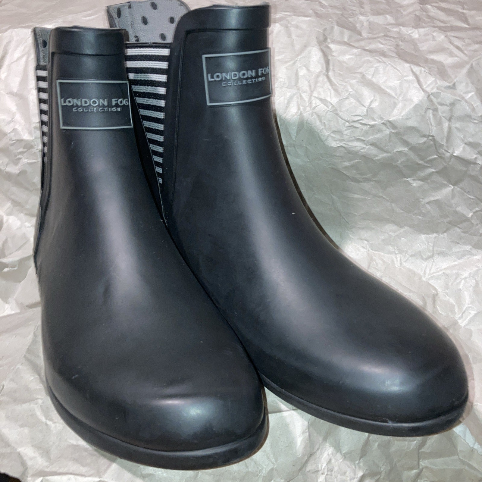 London Fog Piccadilly Rain Boots, Women’s Sz 8M, BLACK MSRP VALUE $50