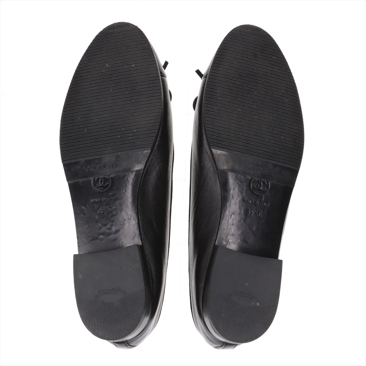 Chanel Coco Mark Leather & patent Flat Pumps 35 1/2 Ladies’ Black G02819 Lift re
