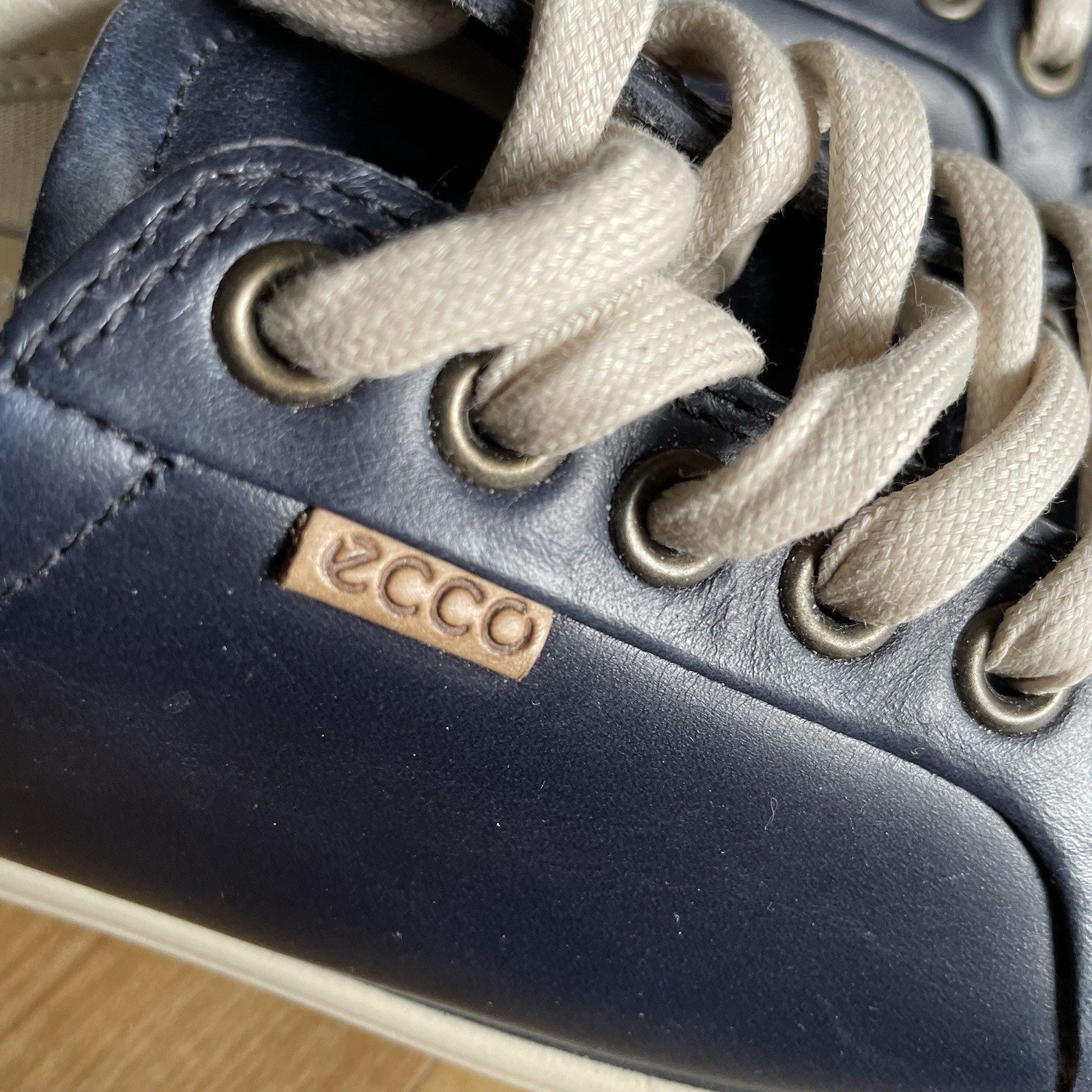 ECCO Soft 7 Women Leather Lace Up Sneaker Marine Blue Size 5-5.5 EU 36