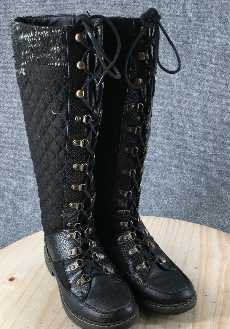 Black Guinevere Quilted Lace Up Casual Comfort 9