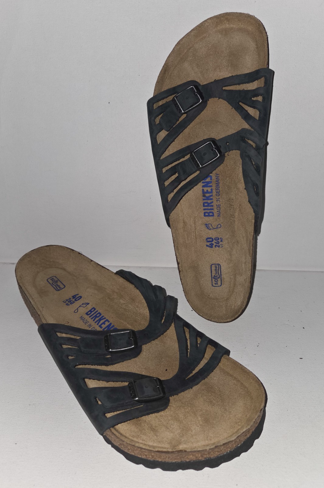 Birkenstock Granada Sandals GRAY Nubuck Leather Soft Footbed NEW Size 40 US 9