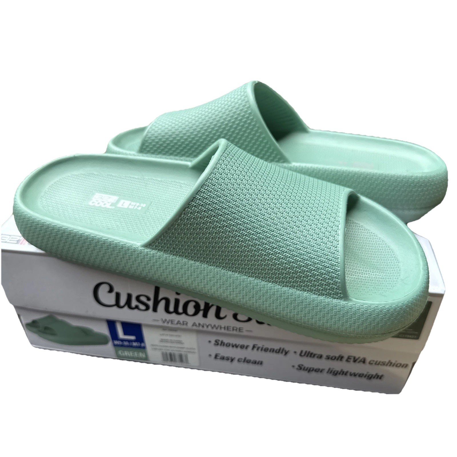 32 Degrees Unisex Cushion Slide Sandals Mint Green Size Large (W9-10 M7-8) NEW
