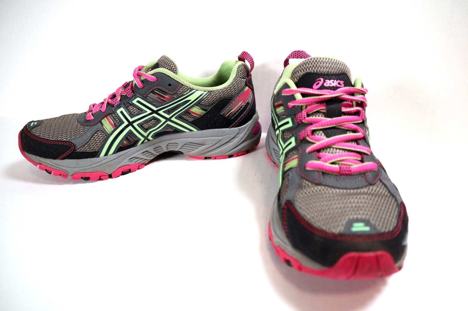 ASICS GEL-Venture 5 Women’s Trail Running Shoes Gray Pink Black Green Size 8