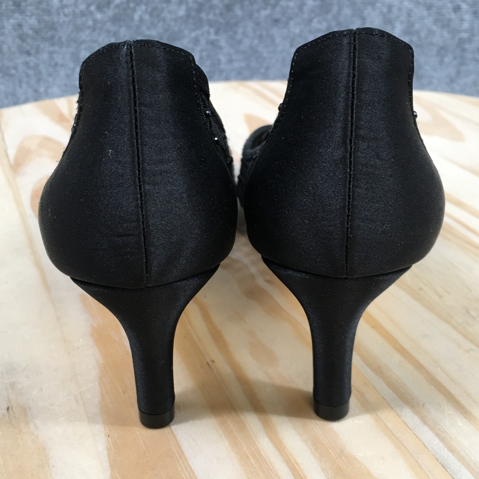 Adrianna Papell Heels Womens 7 M Jamie Slip On Peep Toe Kitten Pumps Black