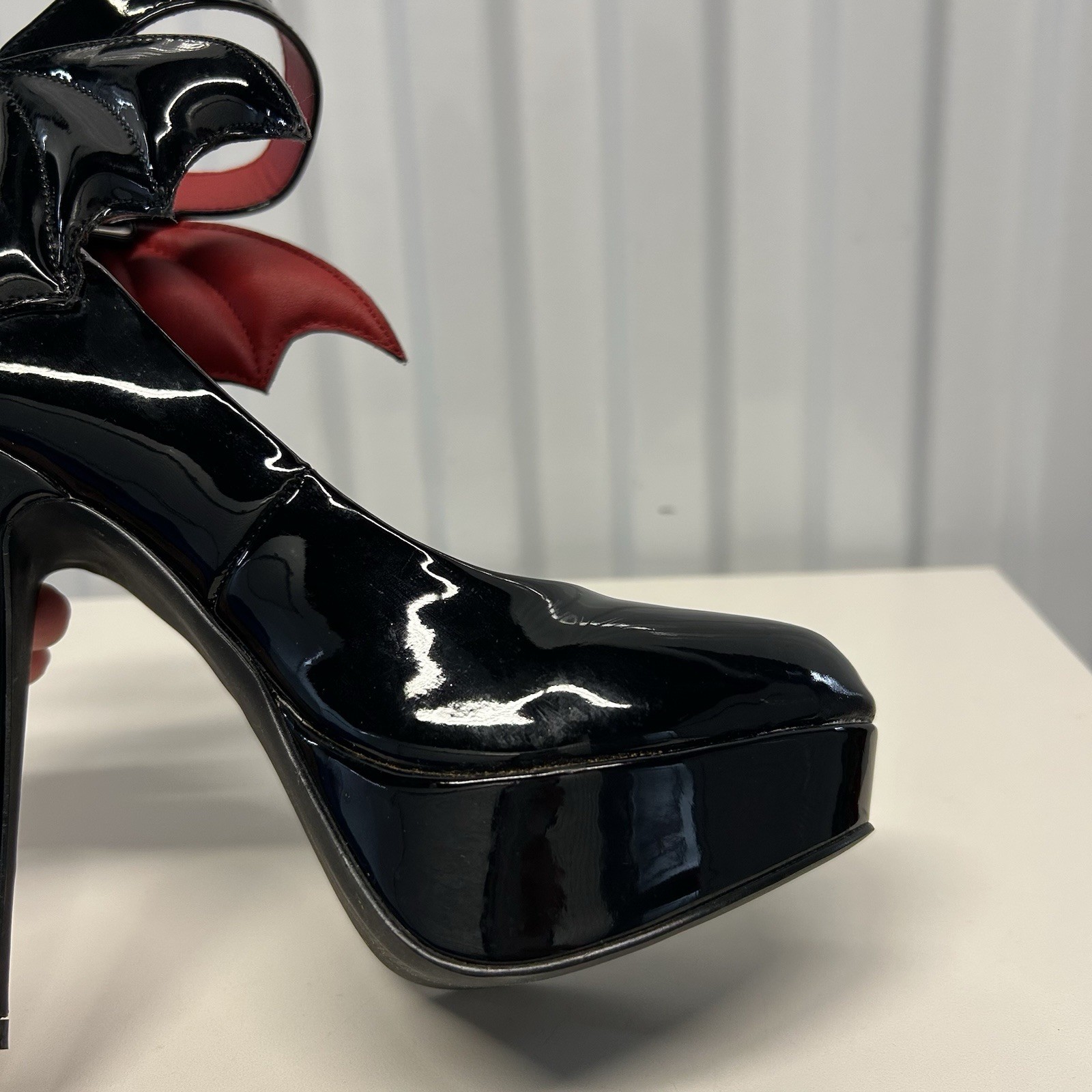 Killstar Cemetery Lane Black Bat Wing High Heels Faux Leather Women’s US Sz 5