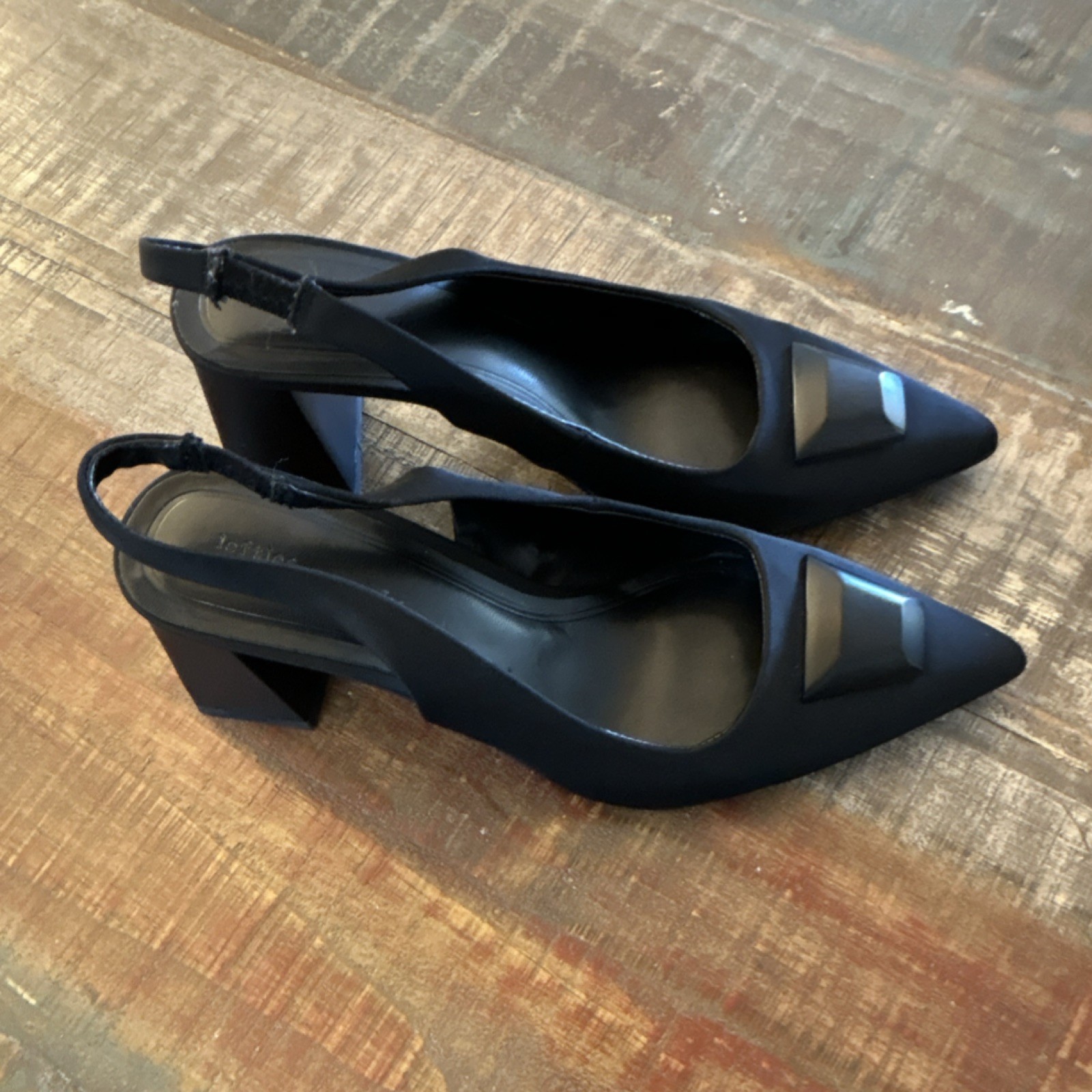 Lefties Black Slingback Block Heel Pointed Toe Women’s Shoes EU 36 (USA 5.5-6.0)
