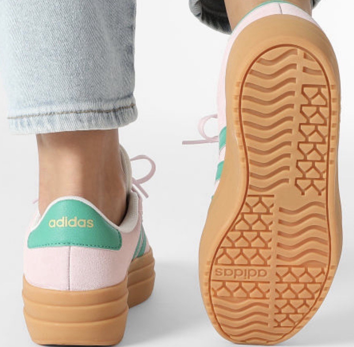 Adidas Women’s Size 8 VL Court Bold Clear Pink Green Platform Sneaker NEW JP6916