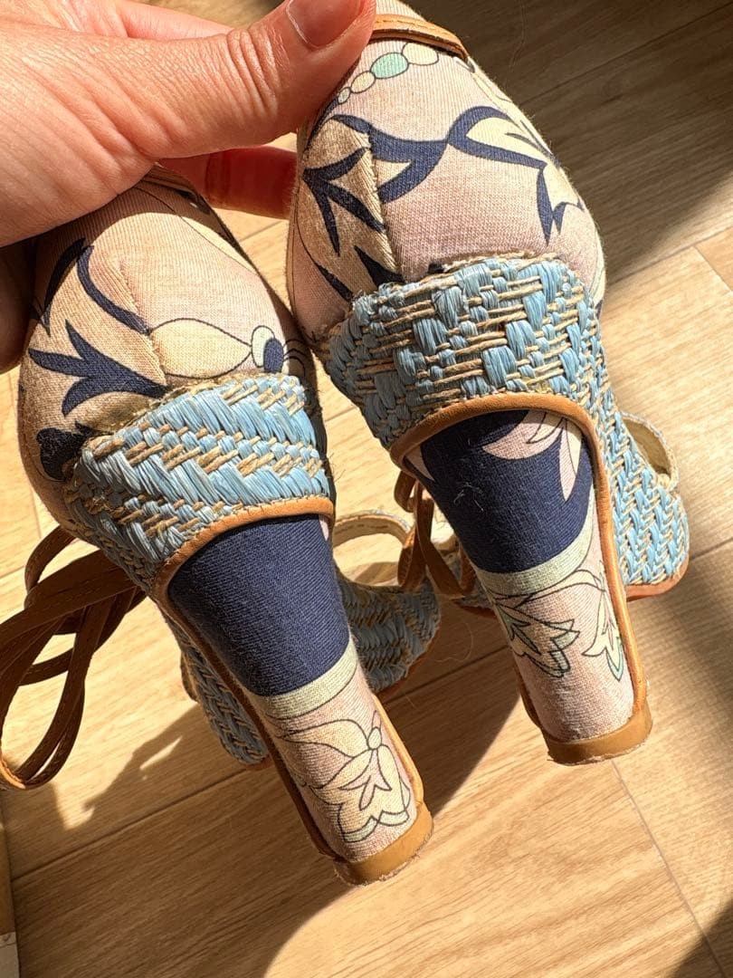 EMILIO PUCCI sandals blue heel lace-up wedge sole Summer resort-inspired fashion