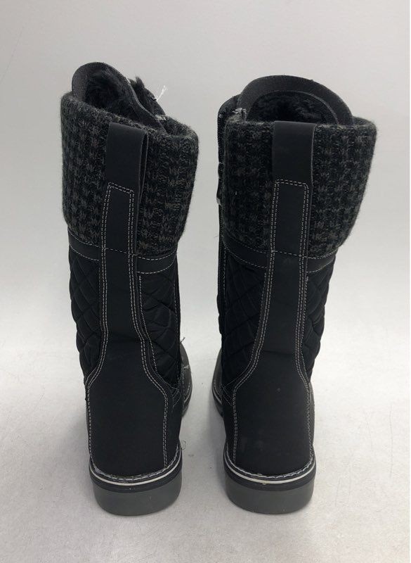 Women’s Black Quilted Tall Winter Snow Boots Lace Up Side Zip Size 9