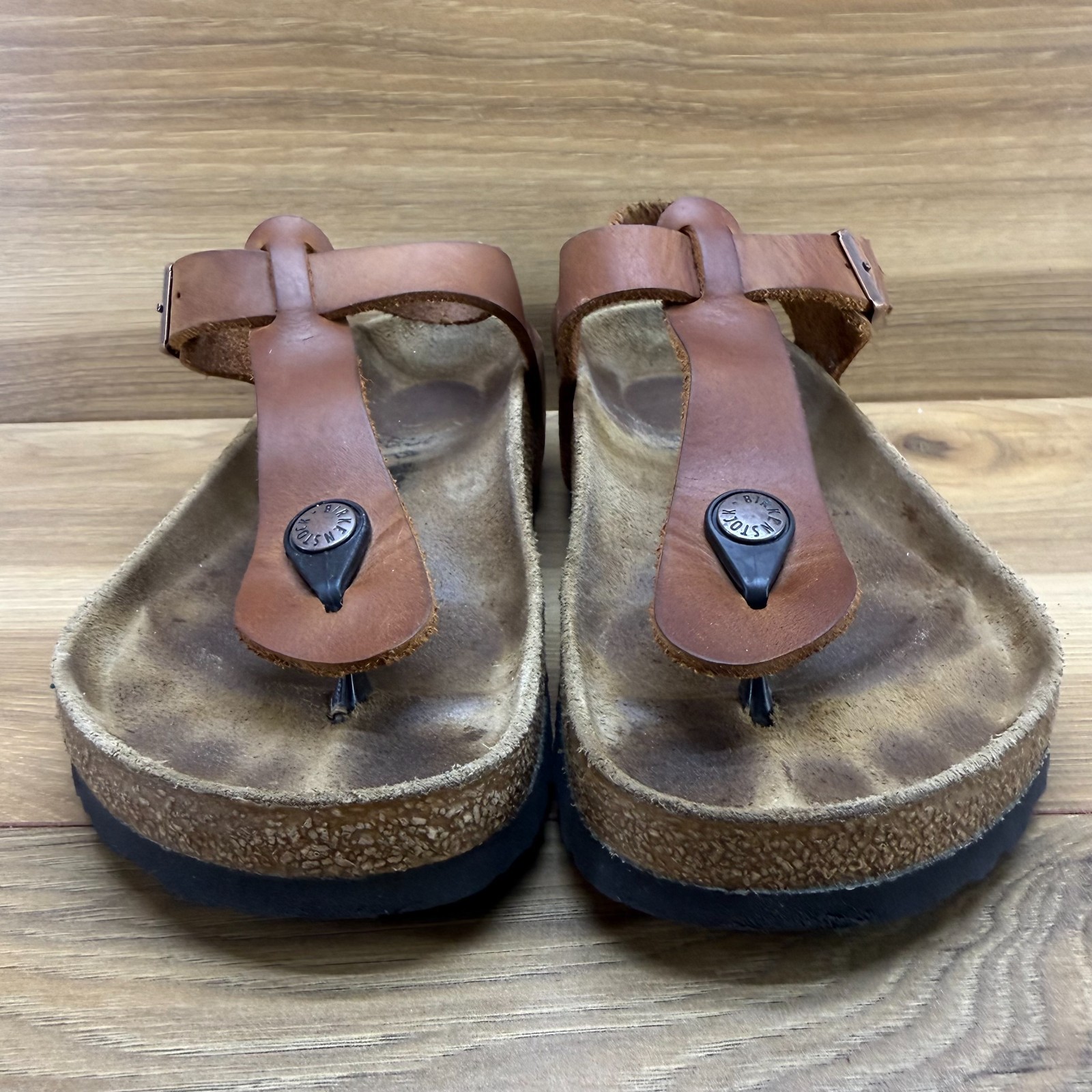 Birkenstock Kairo Sandals Cognac Tan Leather 4 W EU 35 Buckle Travel Vacation