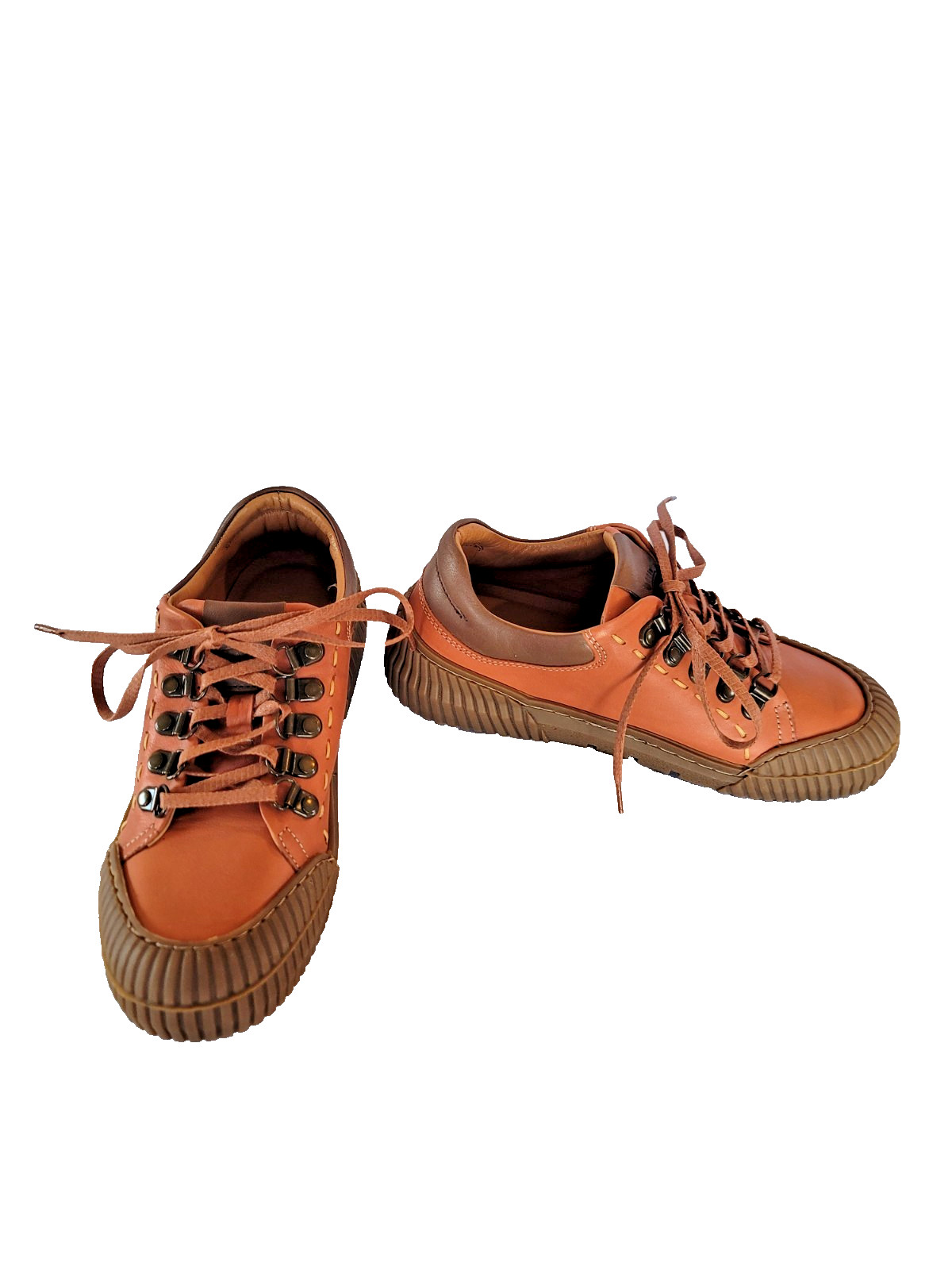 Spring Step Leather Comfort Sneakers EU 36 US 5.5-6 Rust Orange Lace Up Hiking