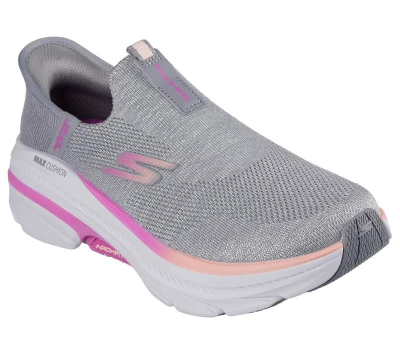 Skechers Shoes Women SlipIns Gray Pink Arch Fit Max Cushion Sport Comfort 128945