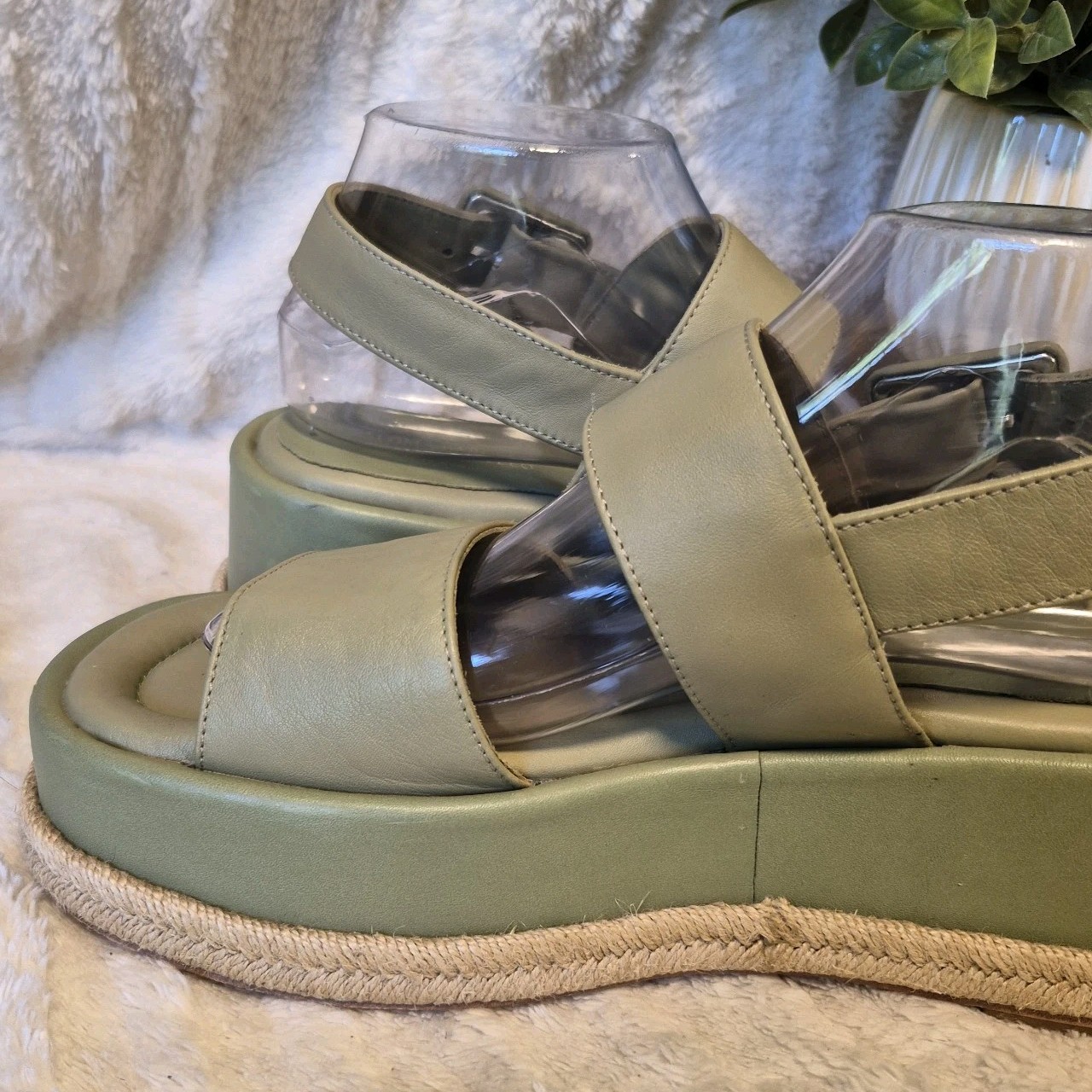Paloma Barcelo x Anthropologie Adeline Platform Sandal Green Leather Size 8 $595