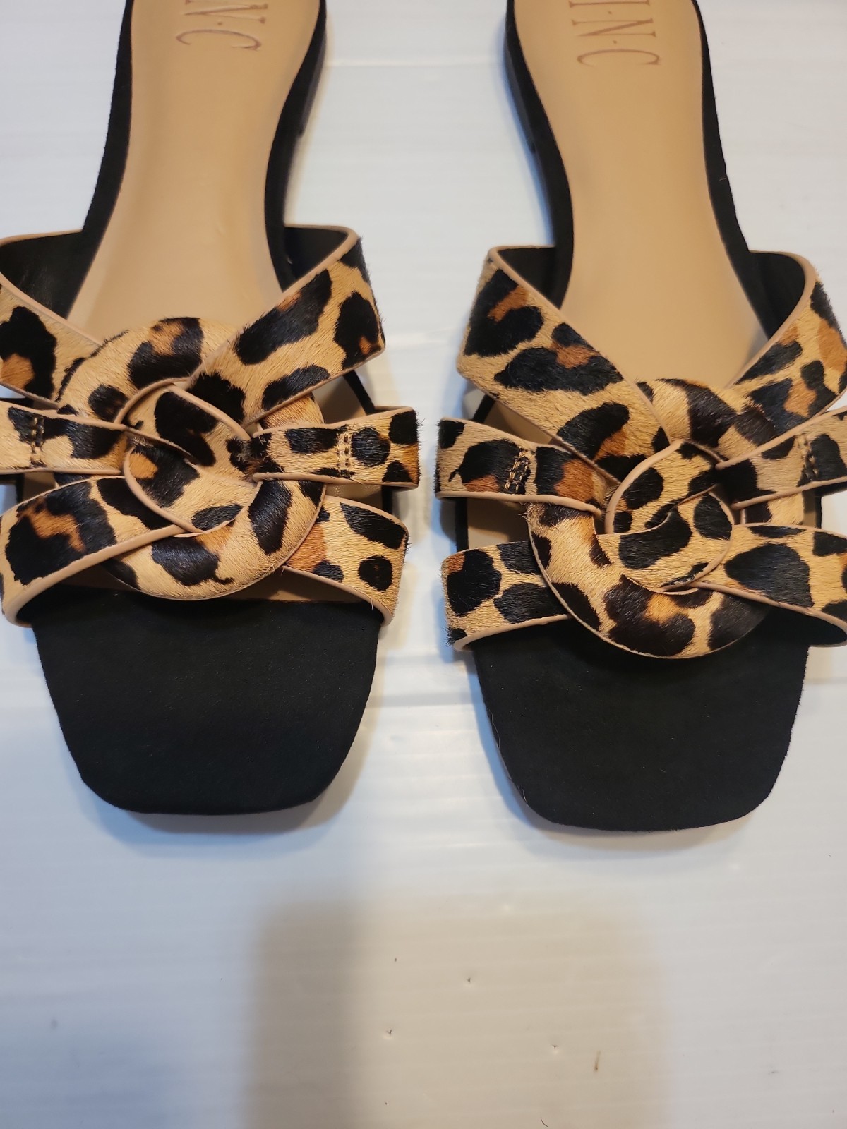 INC Gargi Knot Front Leopard print slide sandal
