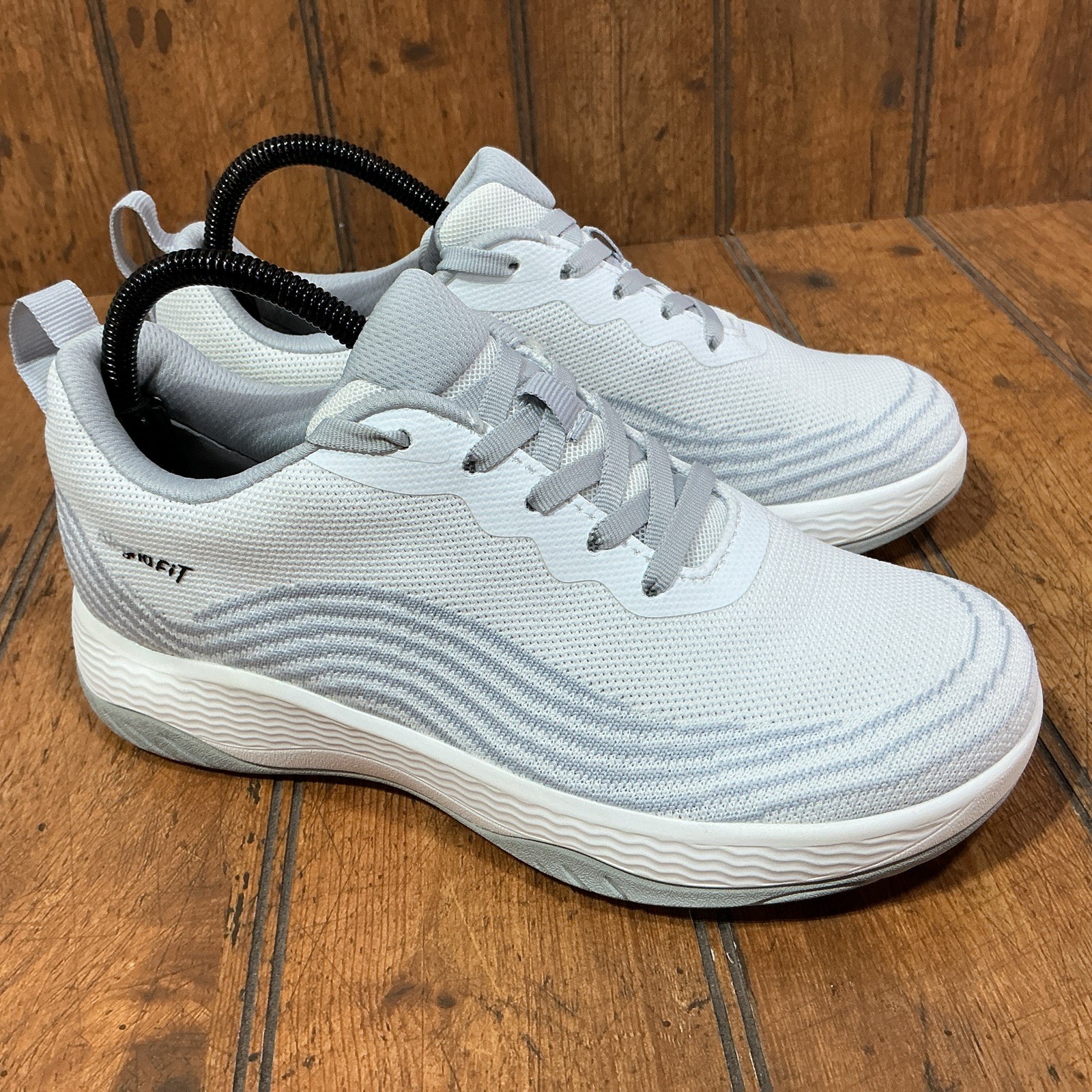 Alegria Fit Women’s Size 37.5 EU 7-7.5 US White Gray Lifetsyle Walking Sneakers
